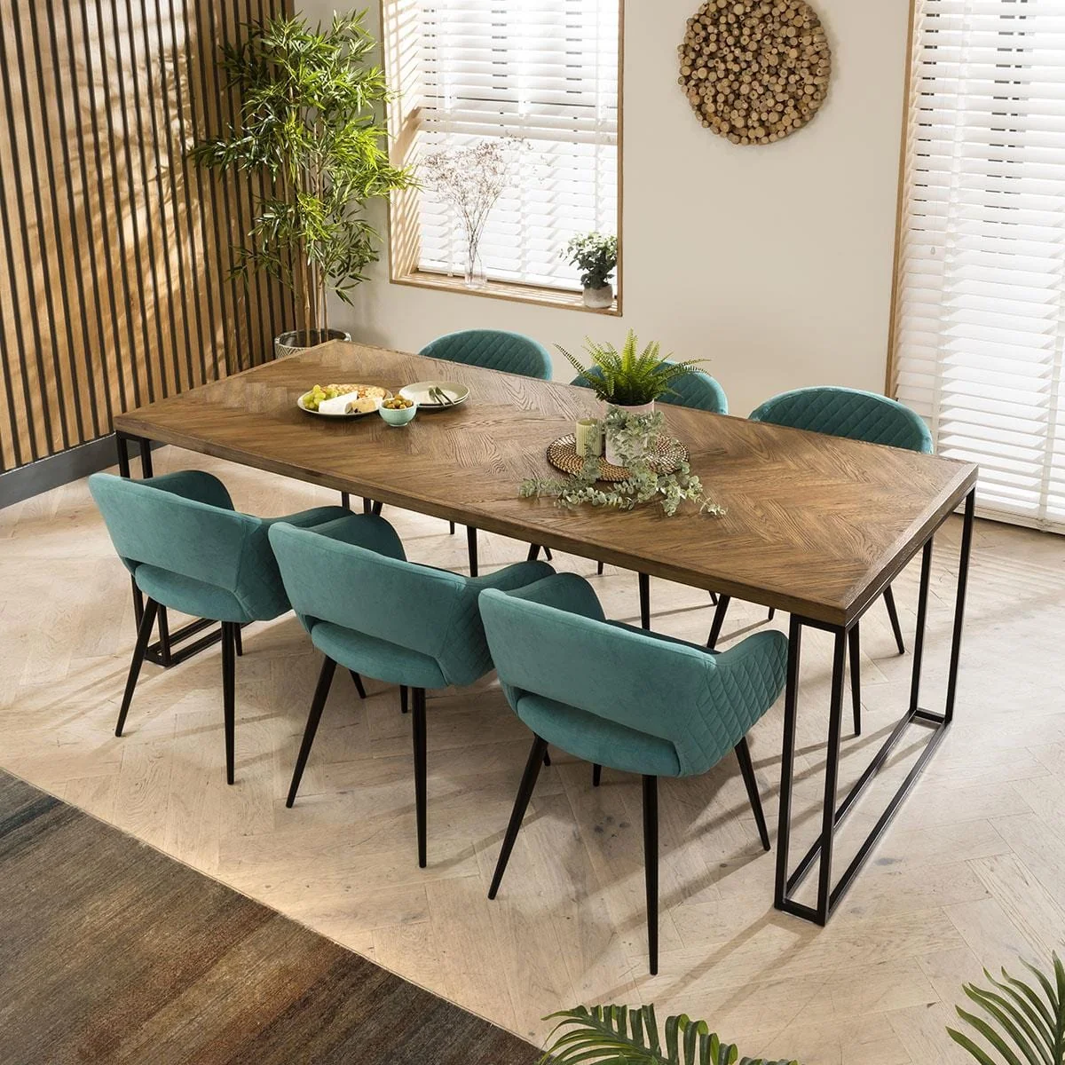 Lucy Velvet Carver Dining Chair with Arms Teal – image 3