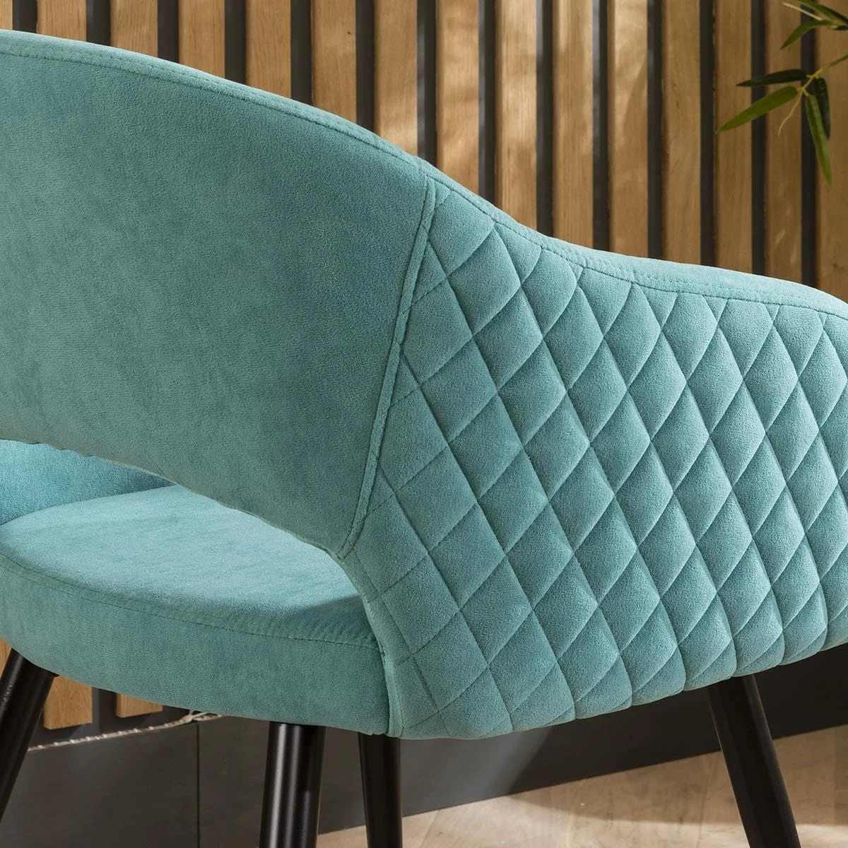 Lucy Velvet Carver Dining Chair with Arms Teal – image 1