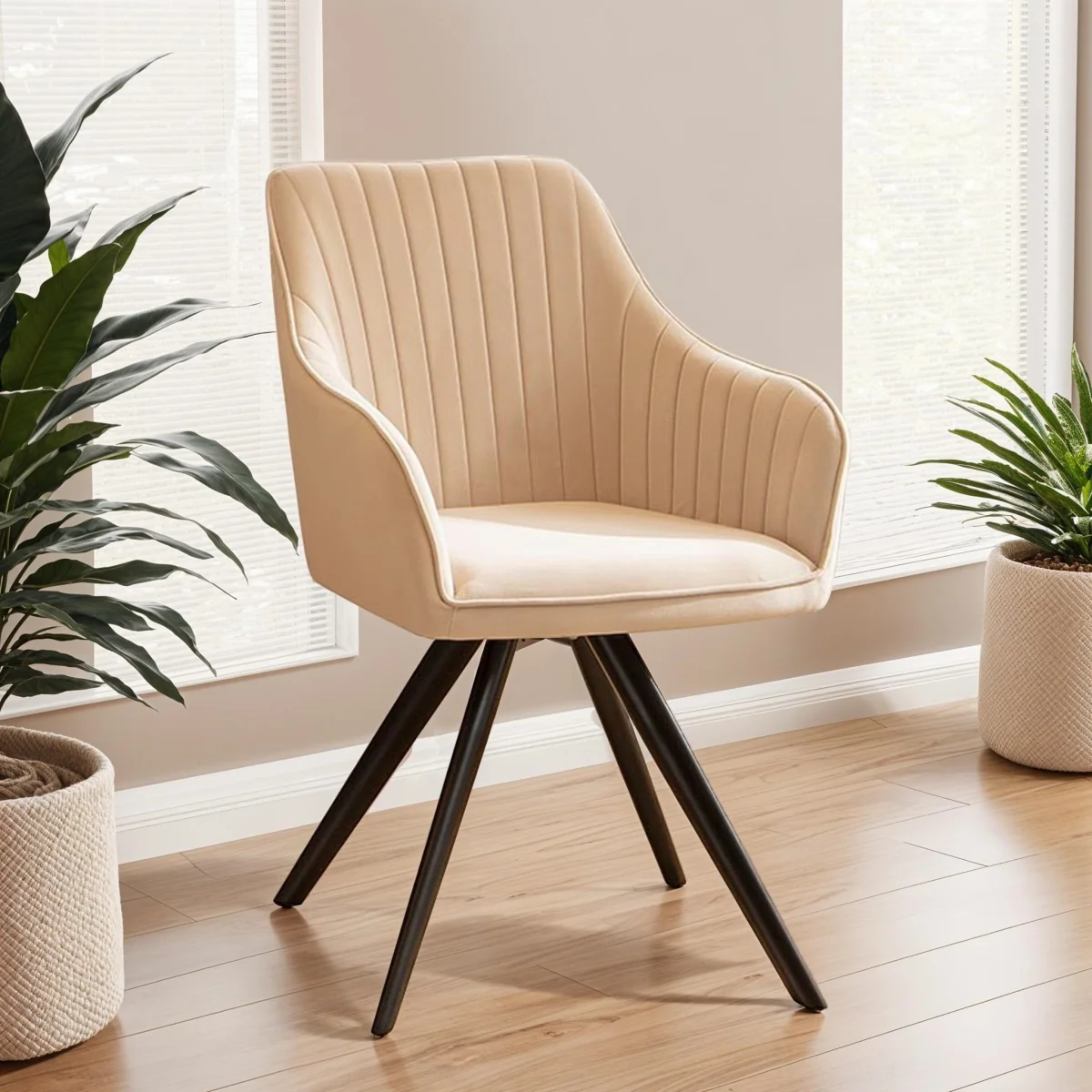 Modern Swivel Velvet Kitchen Dining Room Chair with Arms Mink – image 5