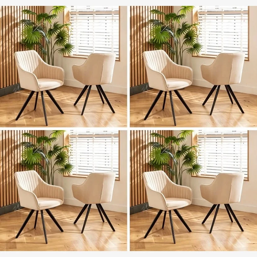 Modern Swivel Velvet Kitchen Dining Room Chair with Arms Mink – image 1