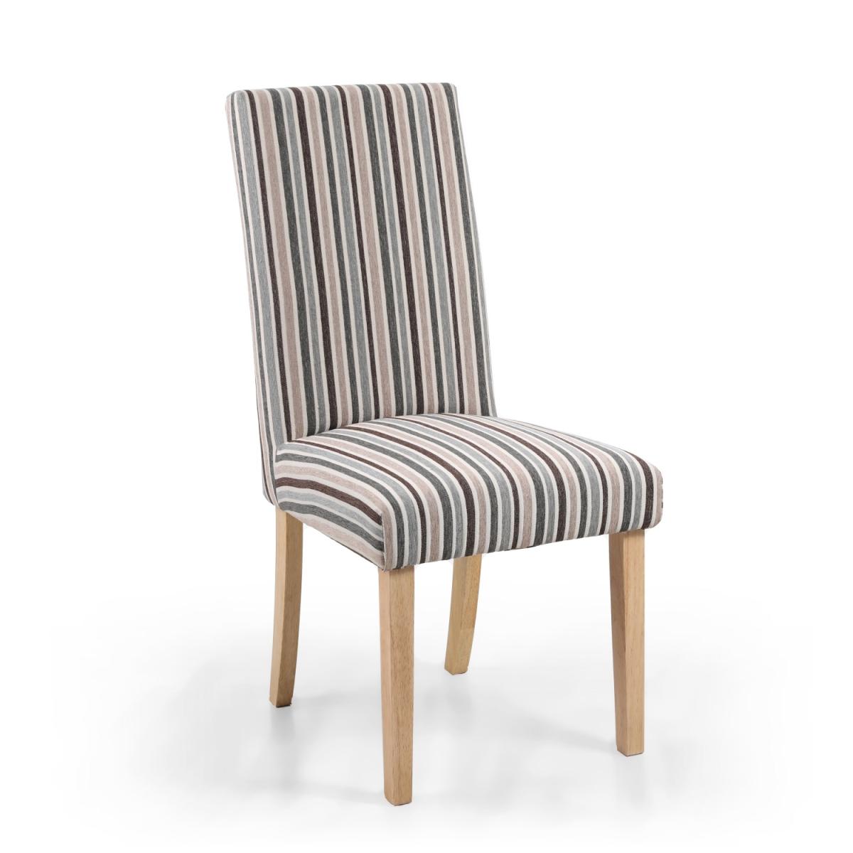 Pair of Ridley Chenille Stripe Duck Egg Dining Chairs - Duck Egg / Natural legs – image 2