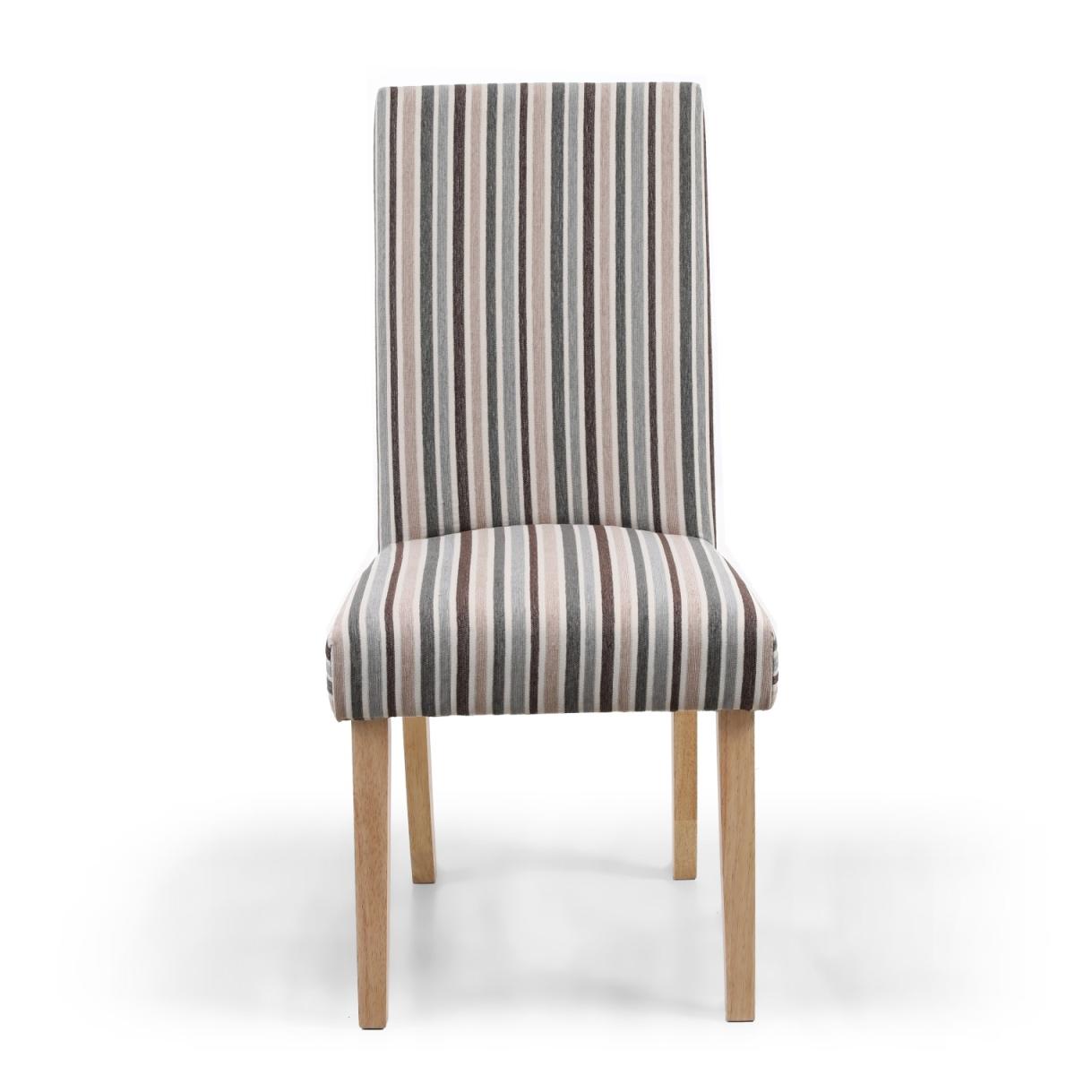 Pair of Ridley Chenille Stripe Duck Egg Dining Chairs - Duck Egg / Natural legs – image 4