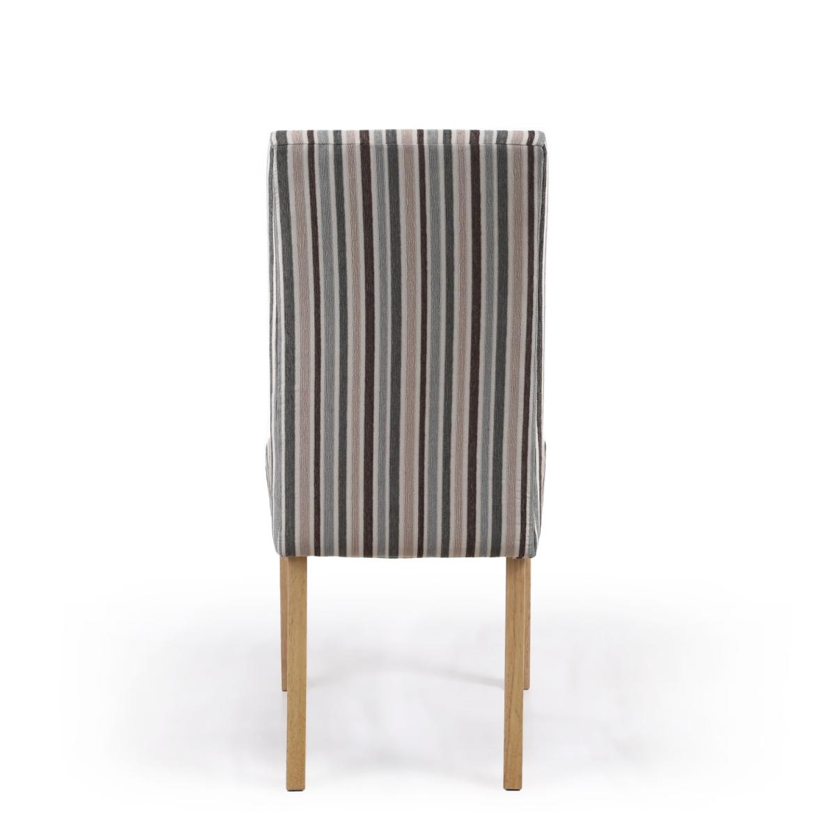 Pair of Ridley Chenille Stripe Duck Egg Dining Chairs - Duck Egg / Natural legs – image 5