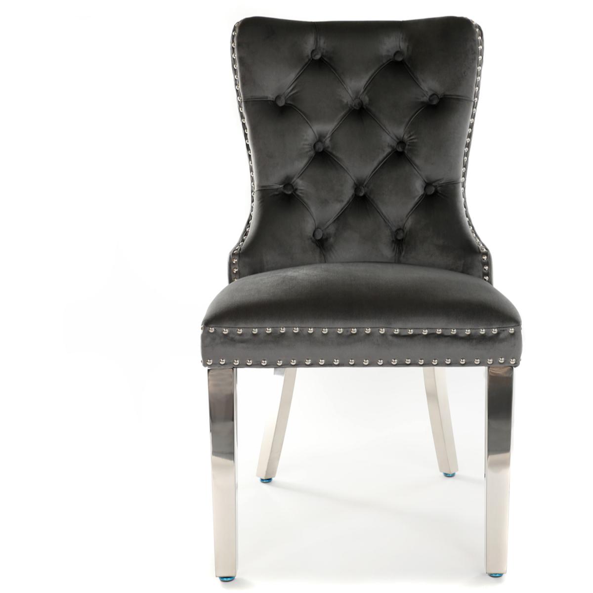 Dark Grey Velvet Theo Dining Chair - Dark Grey – image 2