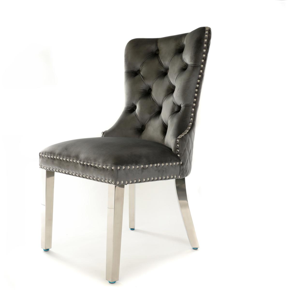 Dark Grey Velvet Theo Dining Chair - Dark Grey – image 3