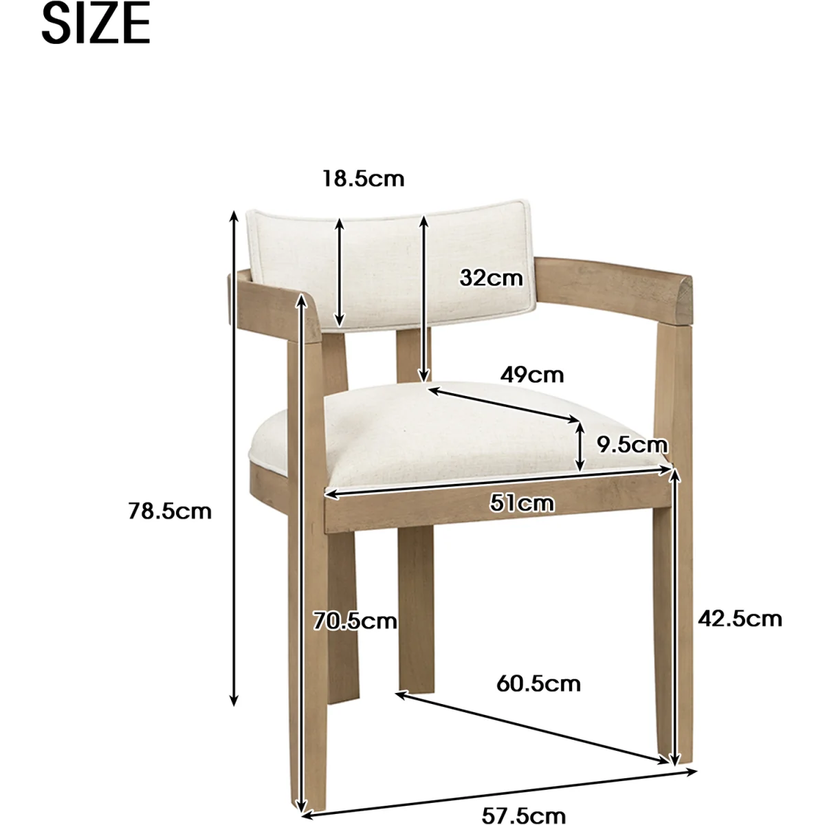 Linen Dining Chairs with Solid Wood Legs, Natural Colour, Set of 6 - Natural – image 5
