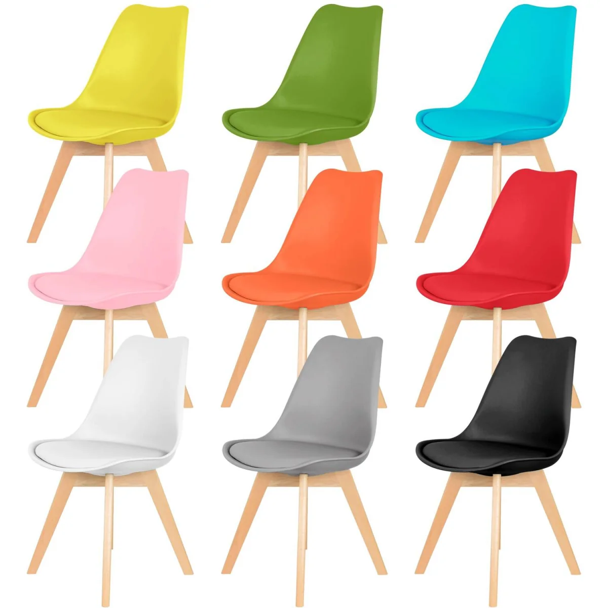 Dining Chair with Wooden Legs(Blue Chair 1) - Red / 1 – image 3
