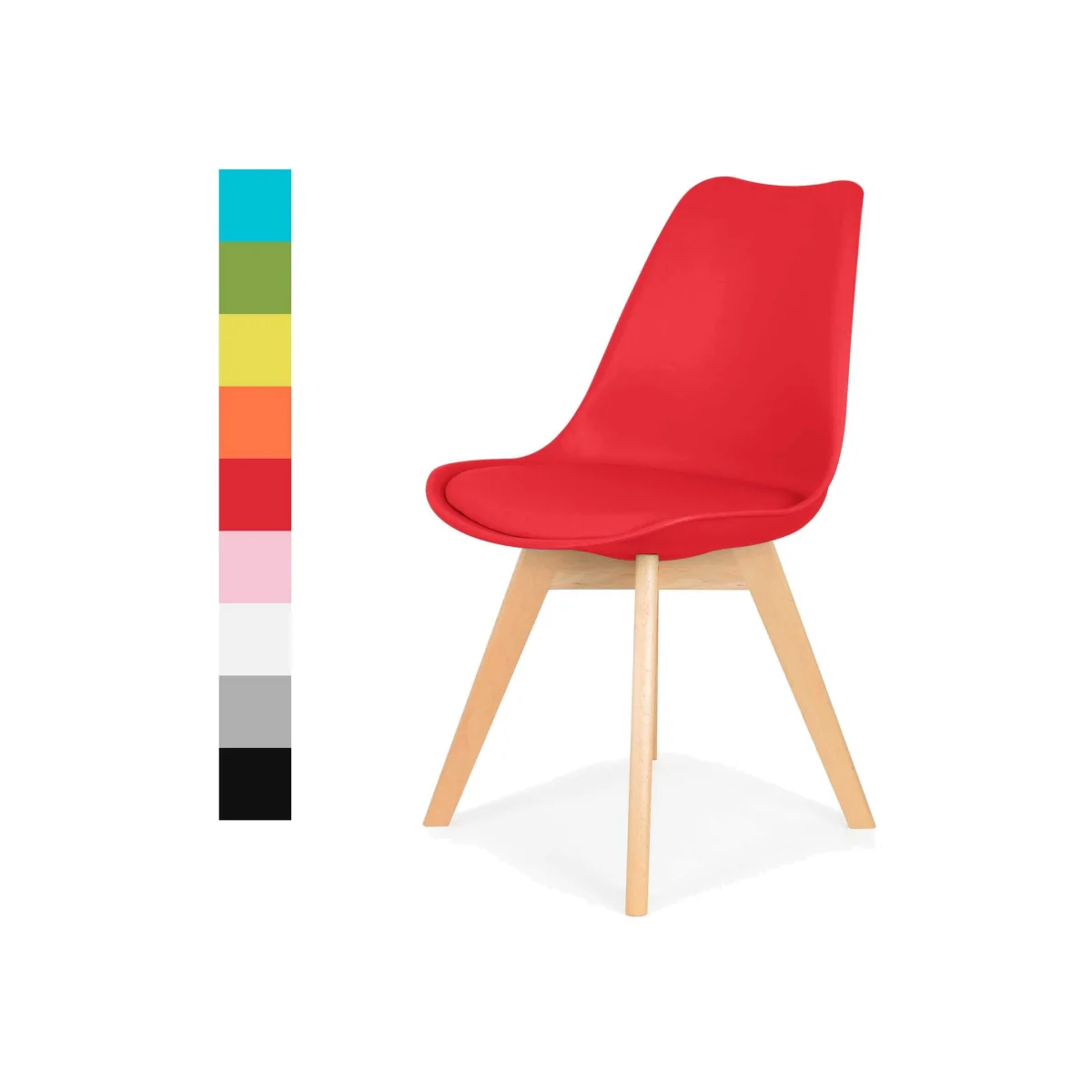 Dining Chair with Wooden Legs(Blue Chair 1) - Red / 1 – image 1