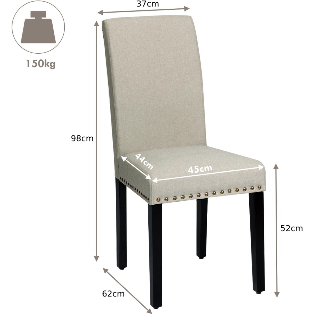 2 Pcs Fabric Dining Chairs - Beige – image 3
