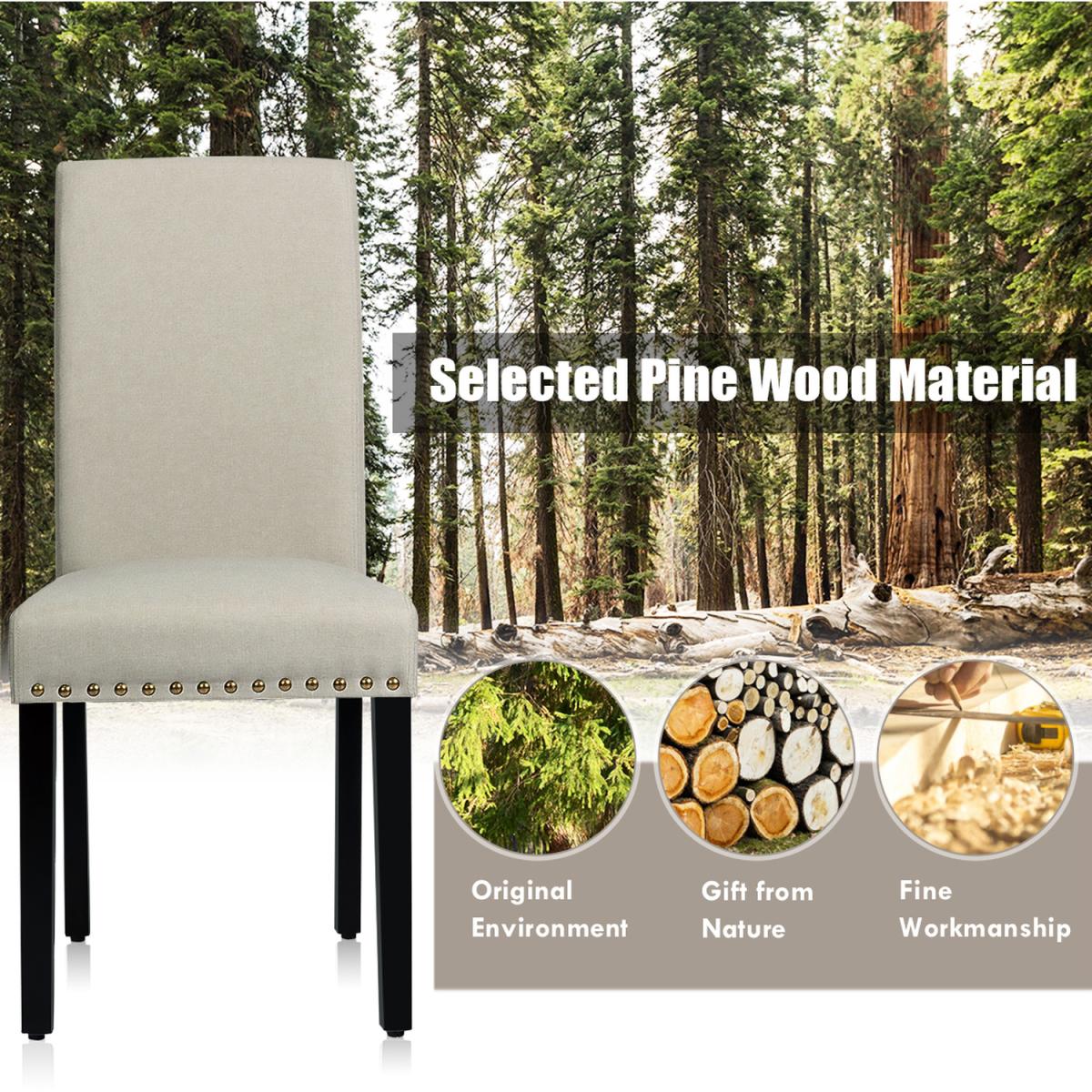 2 Pcs Fabric Dining Chairs - Beige – image 8