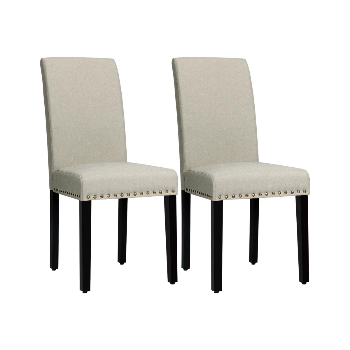 2 Pcs Fabric Dining Chairs - Beige – image 1