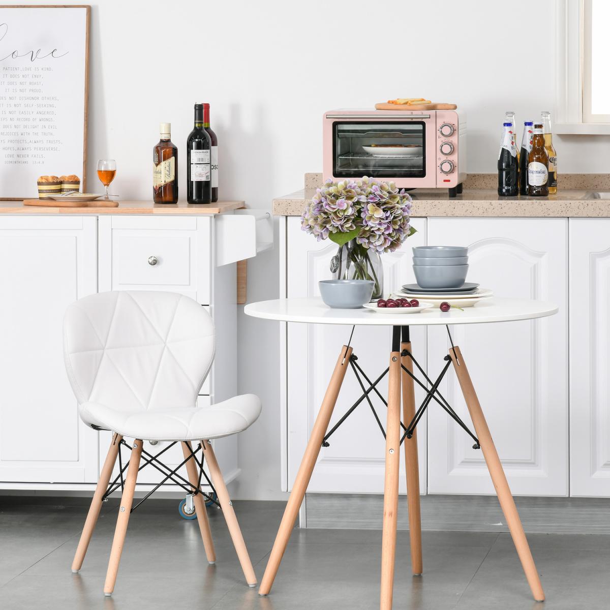 Armless Ergonomic Curved Dining Chair - White – image 2