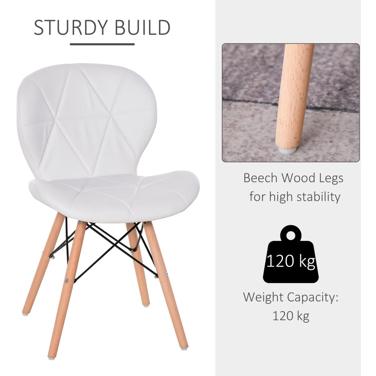 Armless Ergonomic Curved Dining Chair - White – image 3