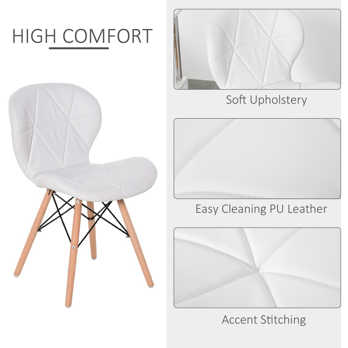 Armless Ergonomic Curved Dining Chair - White – image 4