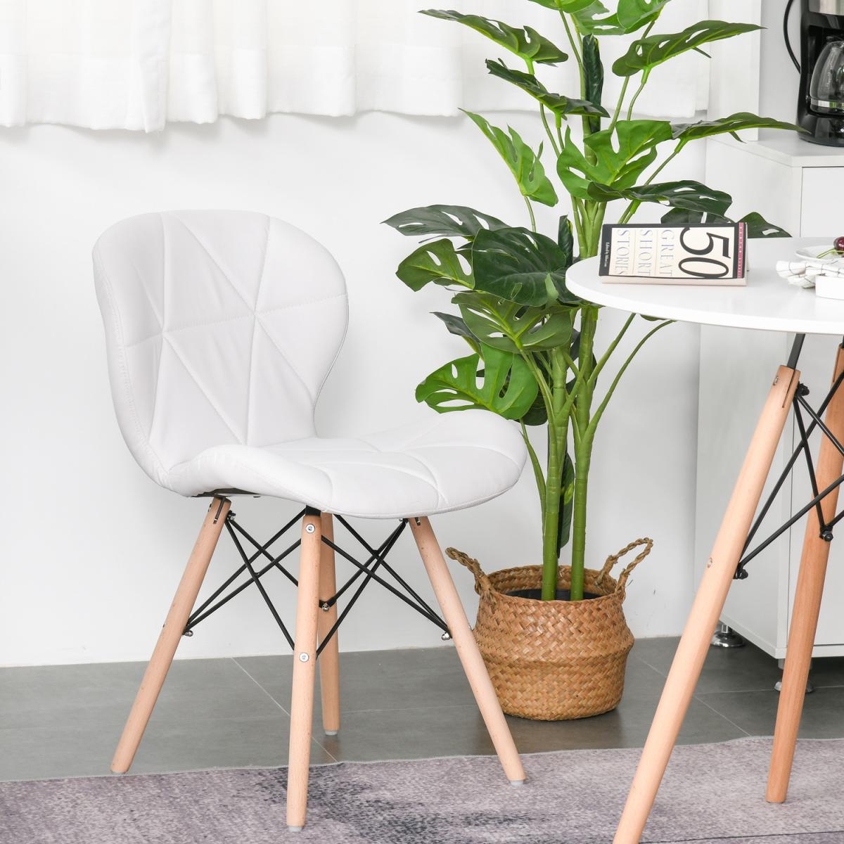 Armless Ergonomic Curved Dining Chair - White – image 8