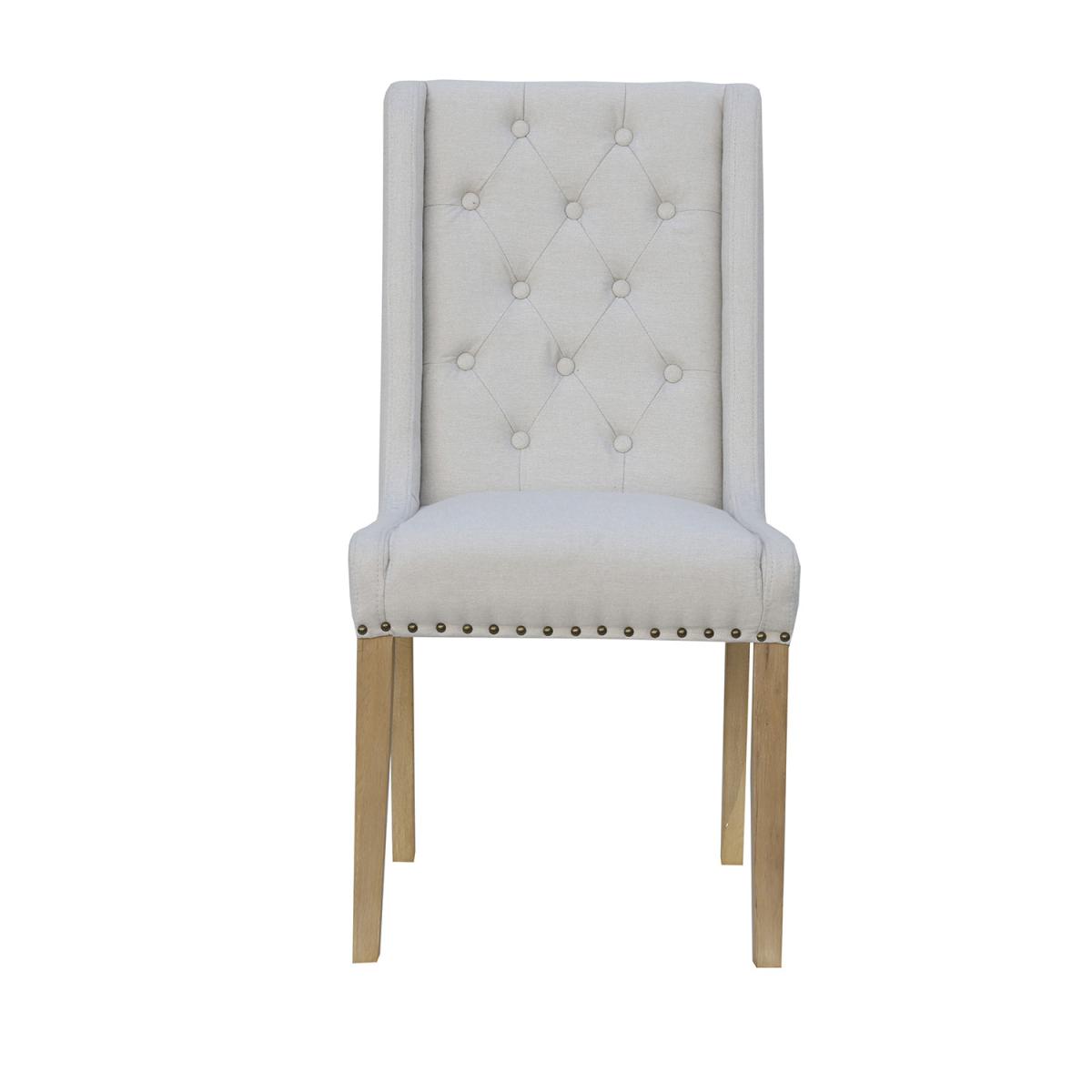 Pair of Button And Studded Back Dining Chairs - Light Grey – image 7