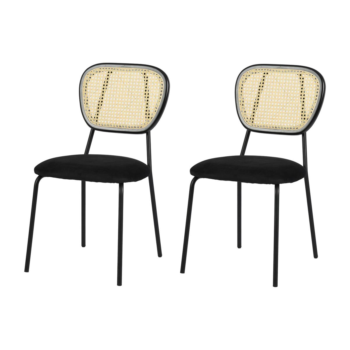 Set of Two Darlene Rattan Dining Chairs - Black