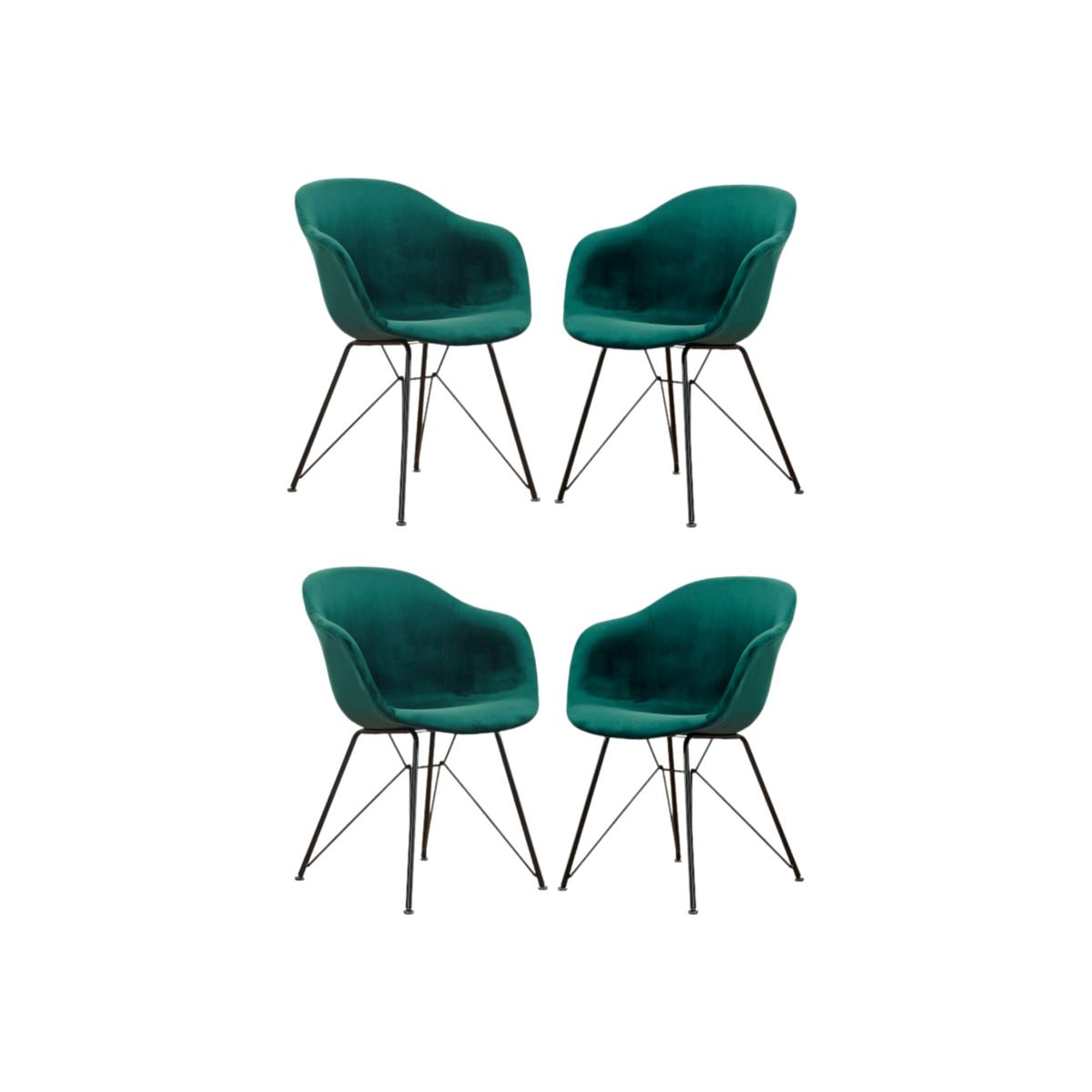 Valentina Velvet Upholstered Dining Chairs Set of 4 - Dark Green – image 1