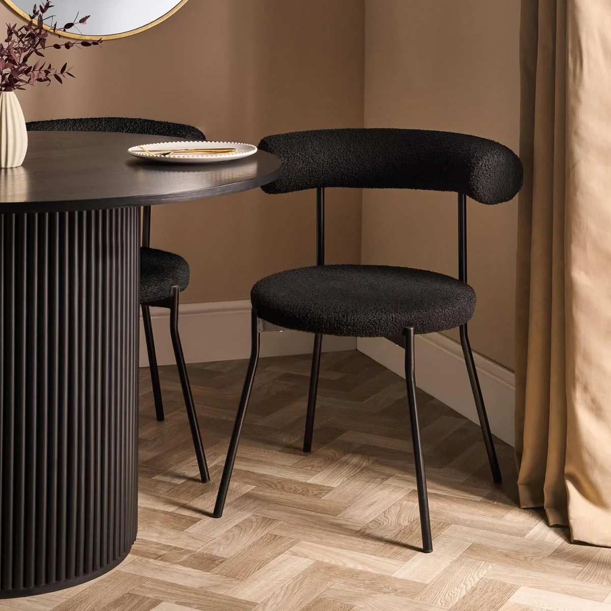 Boucle Dining Chair - Black – image 9