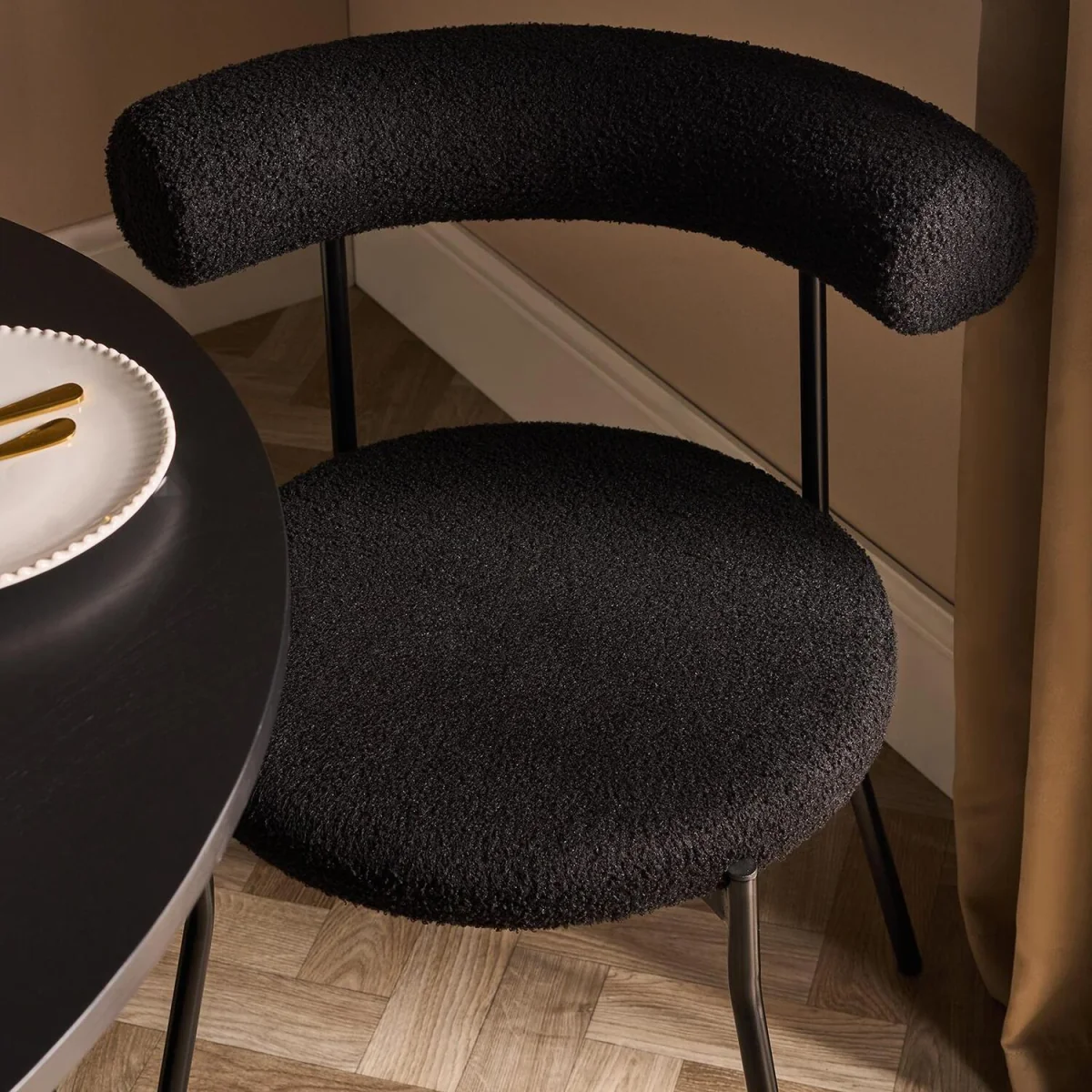 Boucle Dining Chair - Black – image 10