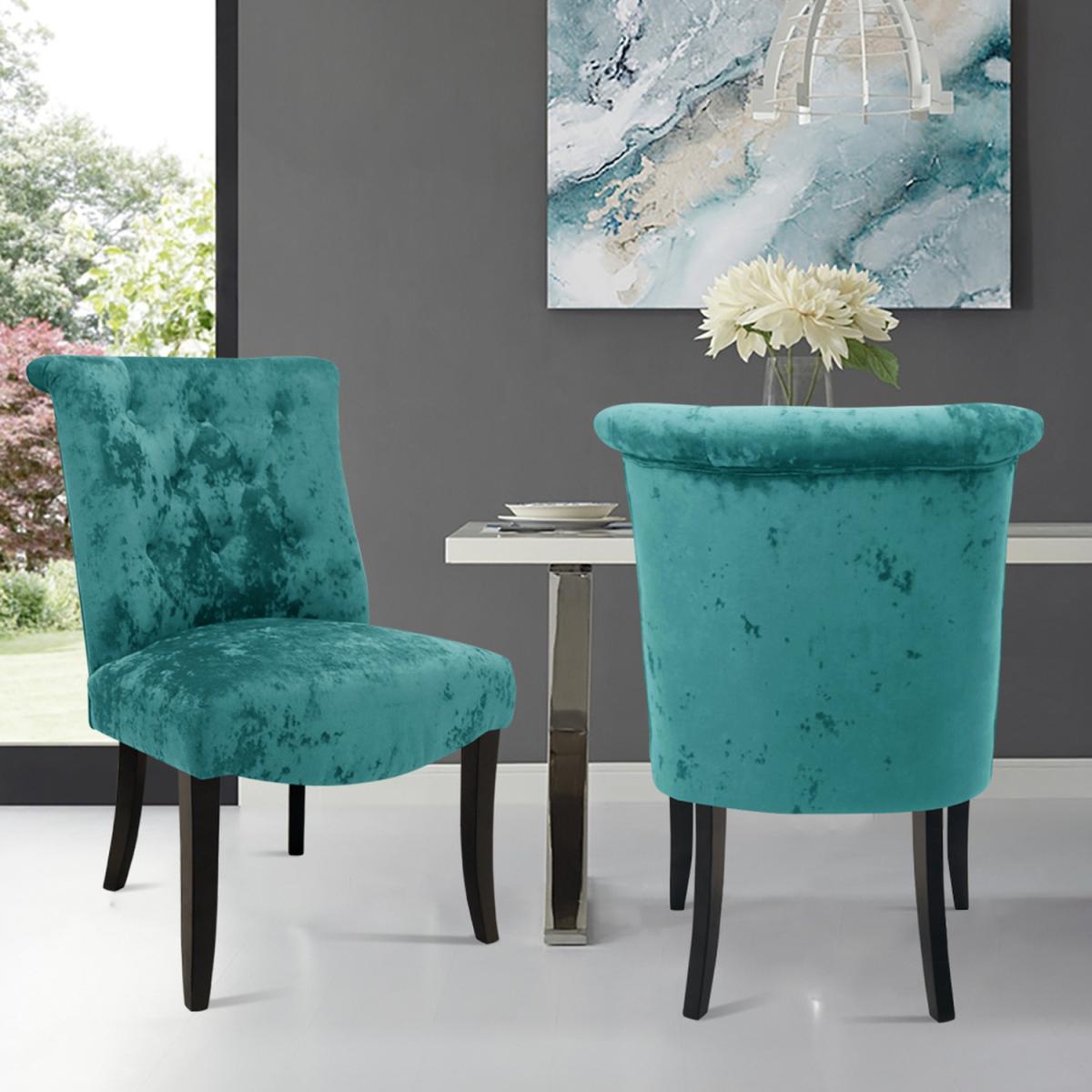 Crushed Velvet Dining Chair Sets of 2 - Green – image 6