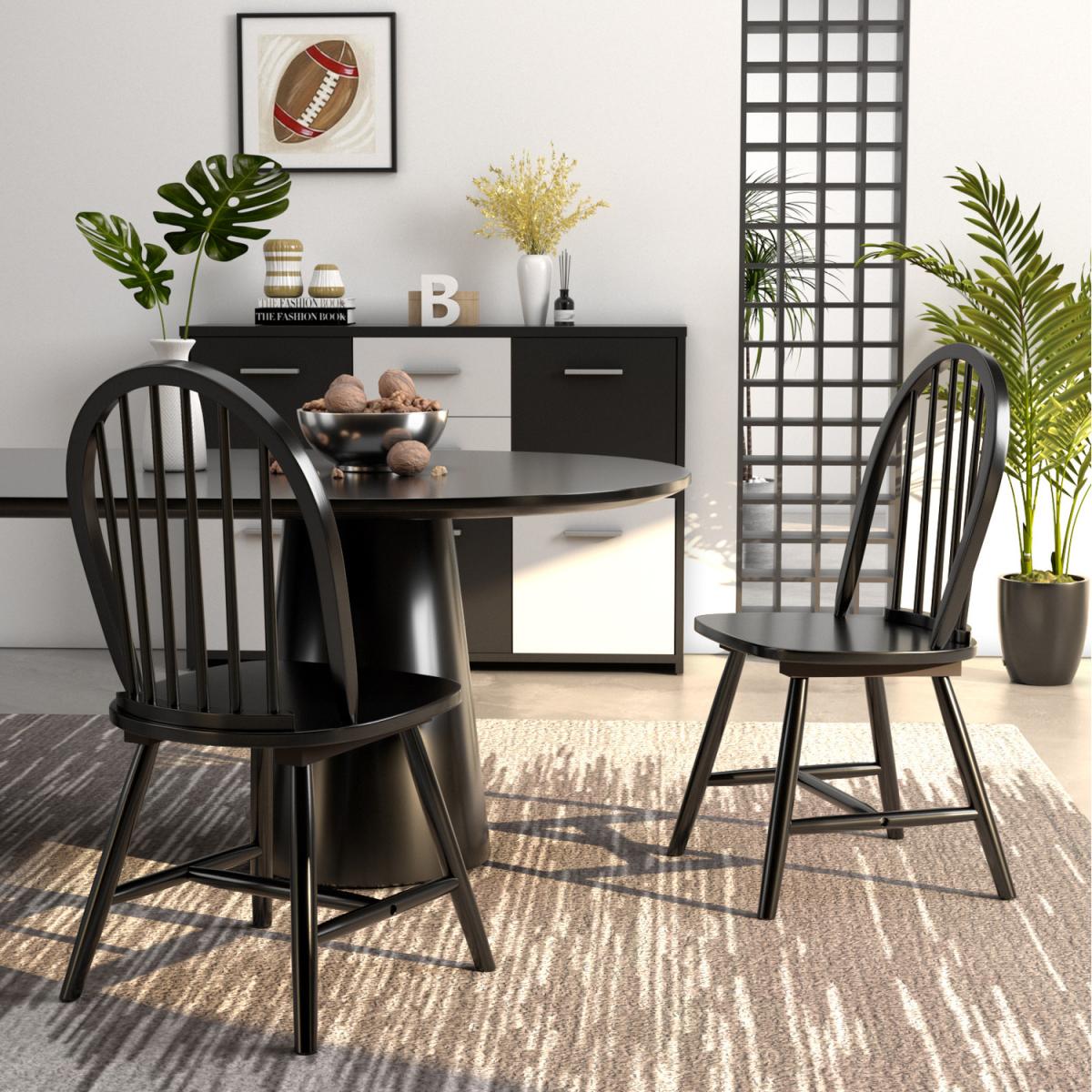 Set of 2 Windsor Dining Chairs - Black – image 3