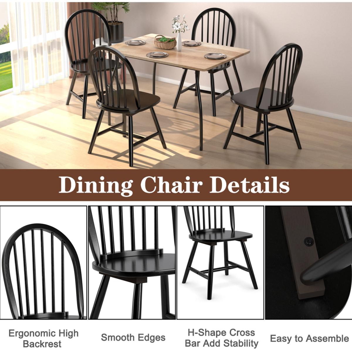 Set of 2 Windsor Dining Chairs - Black – image 5