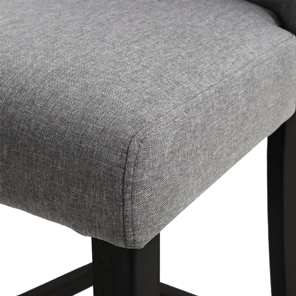 Set of 2 Linen High Leg Dining Chair Kitchen Bar Stool Soft Padded Seat - Dark Grey – image 2