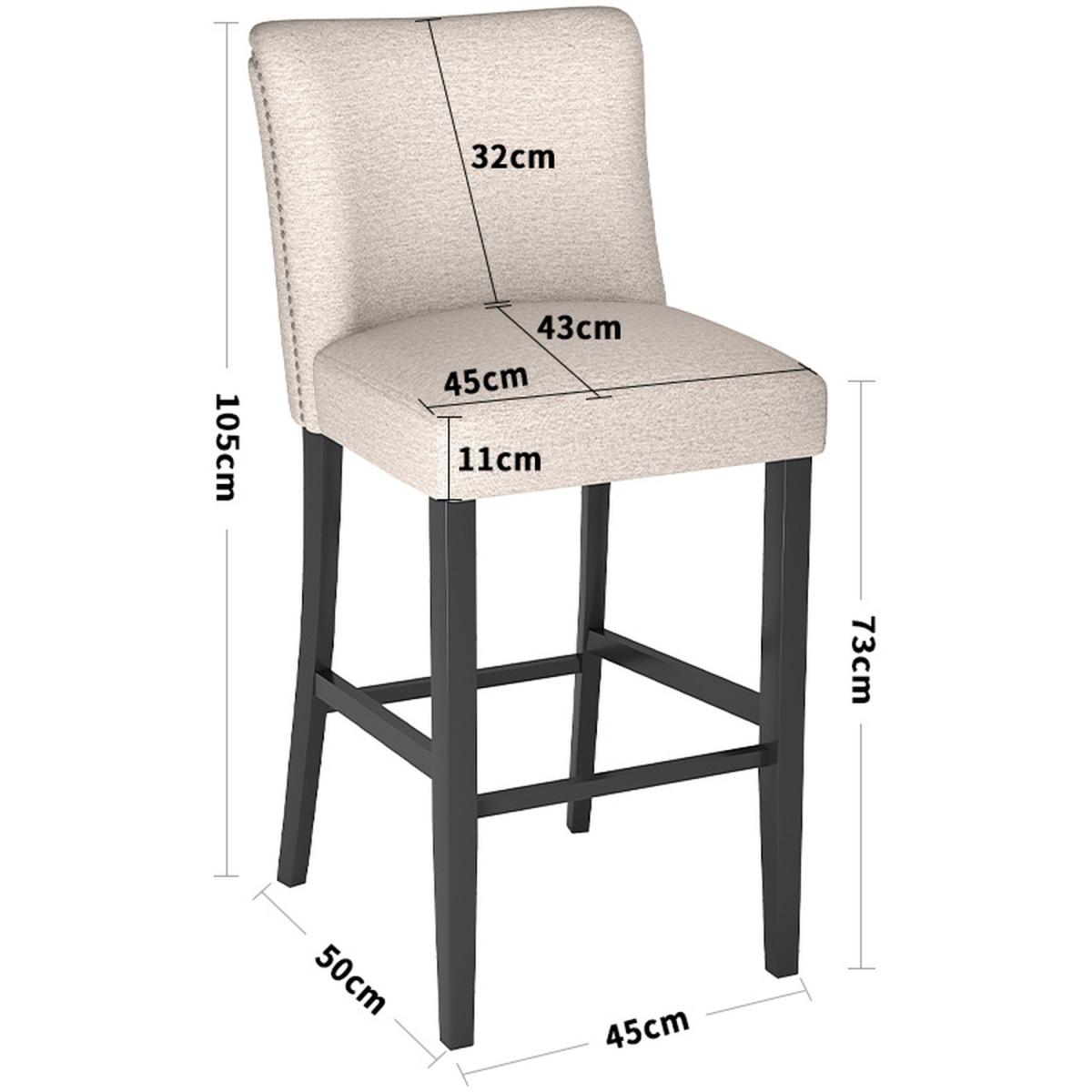 Set of 2 Linen High Leg Dining Chair Kitchen Bar Stool Soft Padded Seat - Dark Grey – image 15