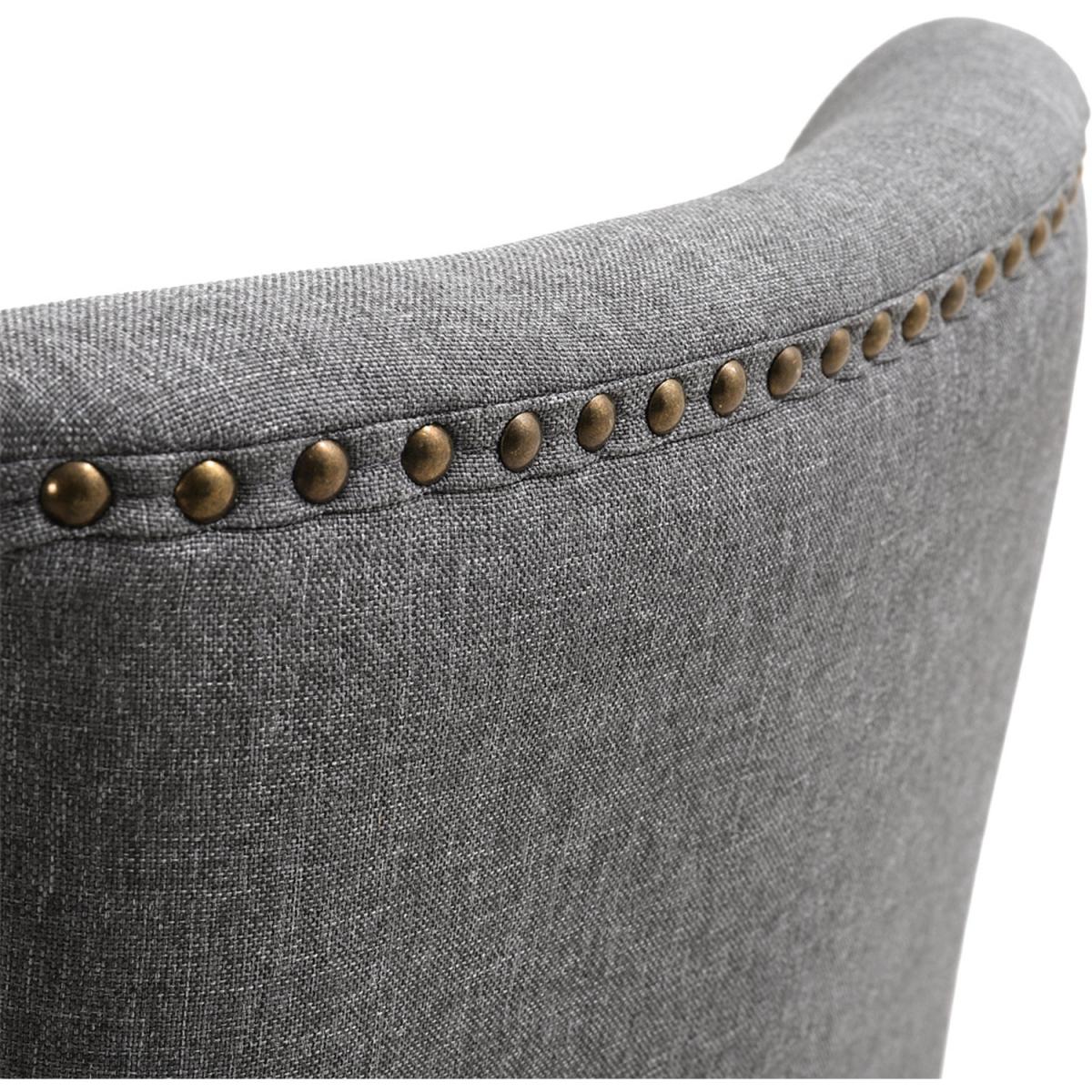 Set of 2 Linen High Leg Dining Chair Kitchen Bar Stool Soft Padded Seat - Dark Grey – image 3