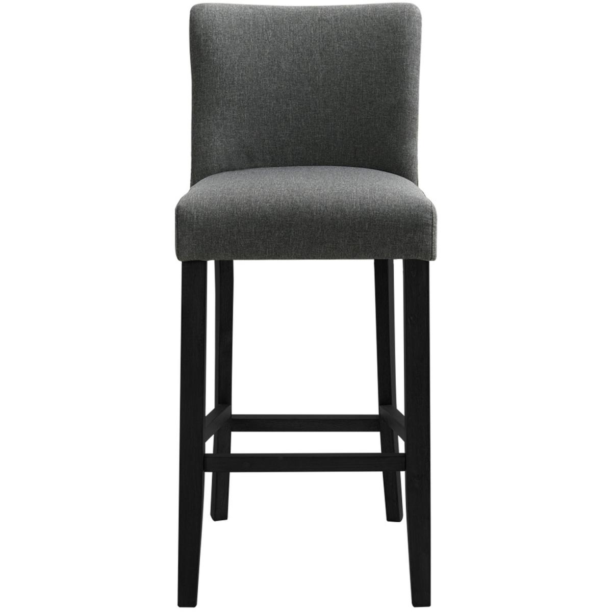 Set of 2 Linen High Leg Dining Chair Kitchen Bar Stool Soft Padded Seat - Dark Grey – image 23