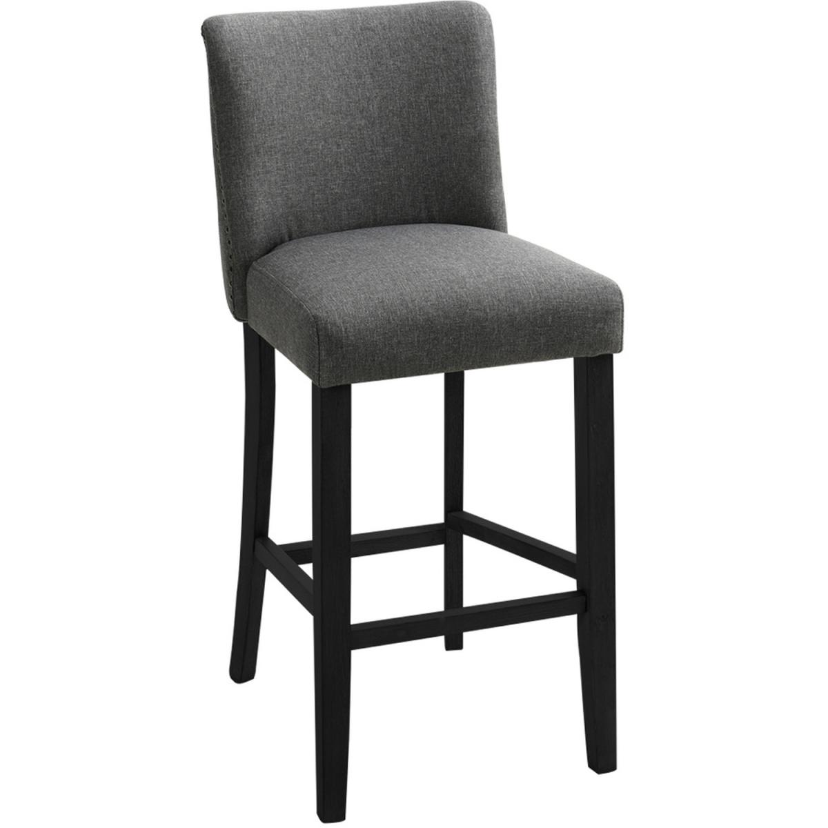 Set of 2 Linen High Leg Dining Chair Kitchen Bar Stool Soft Padded Seat - Dark Grey – image 25