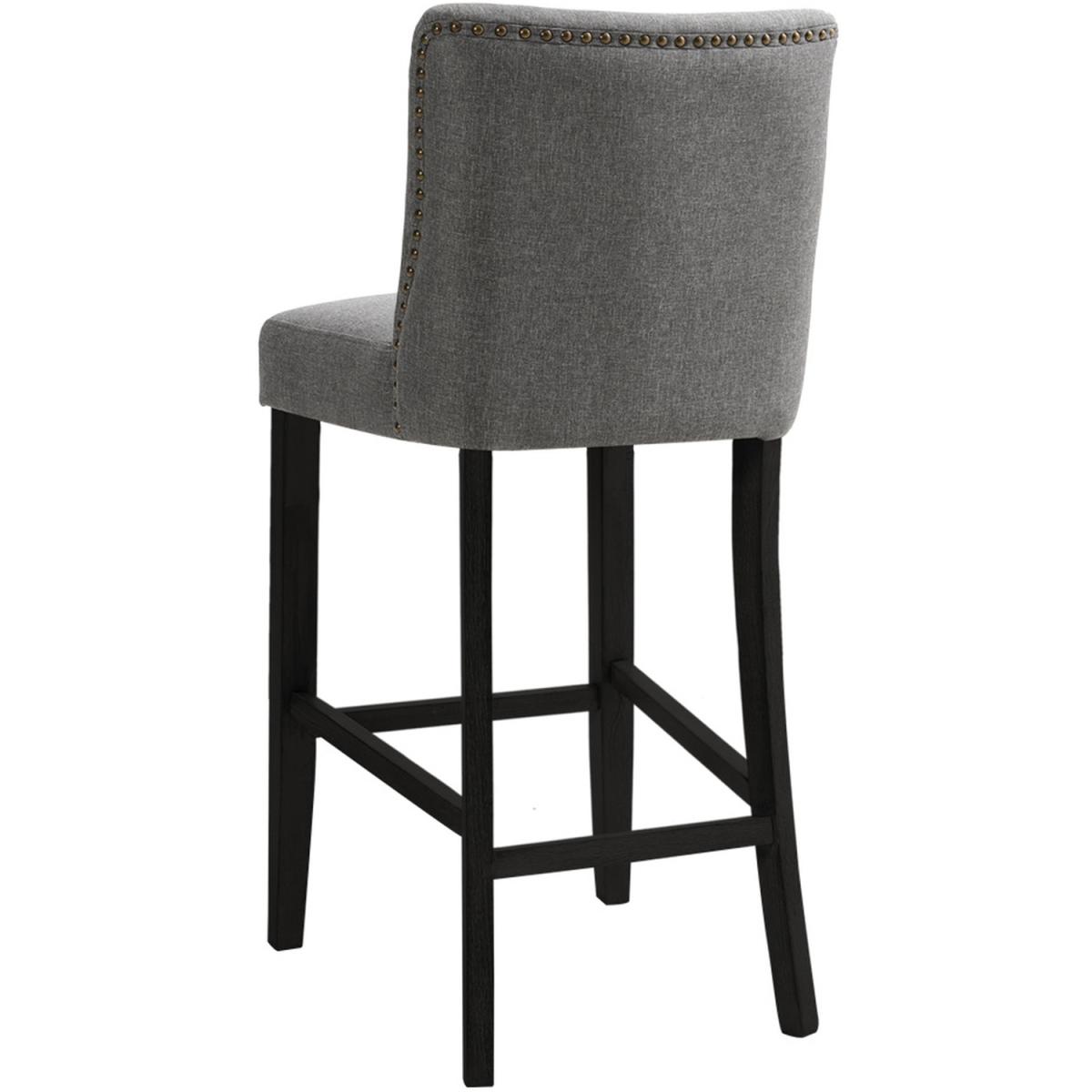 Set of 2 Linen High Leg Dining Chair Kitchen Bar Stool Soft Padded Seat - Dark Grey – image 4