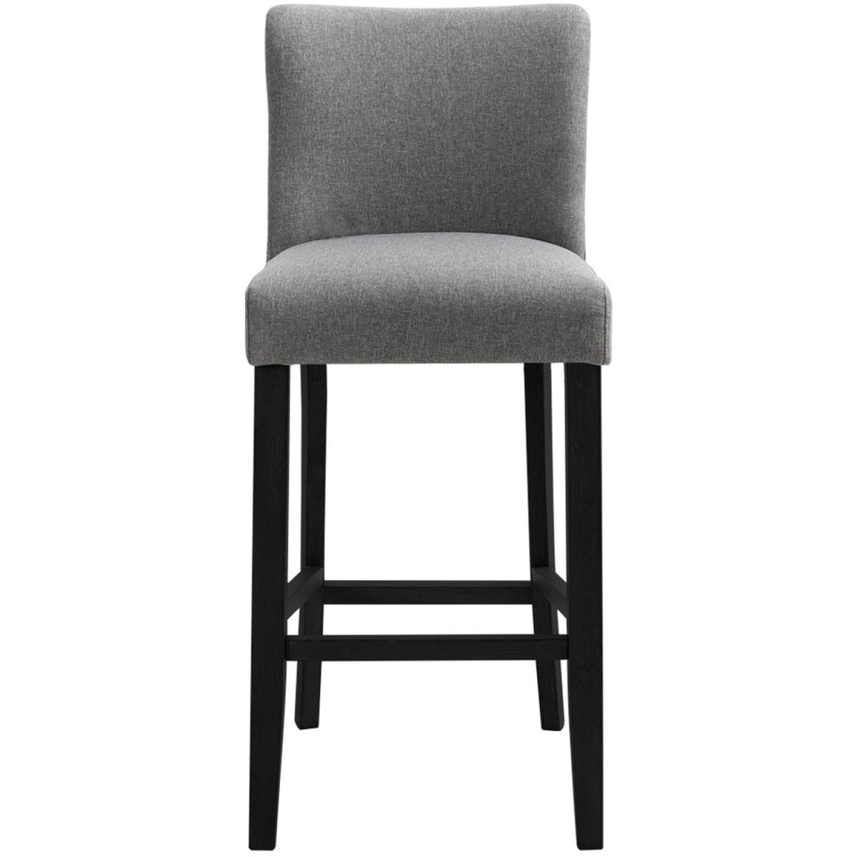 Set of 2 Linen High Leg Dining Chair Kitchen Bar Stool Soft Padded Seat - Dark Grey – image 5