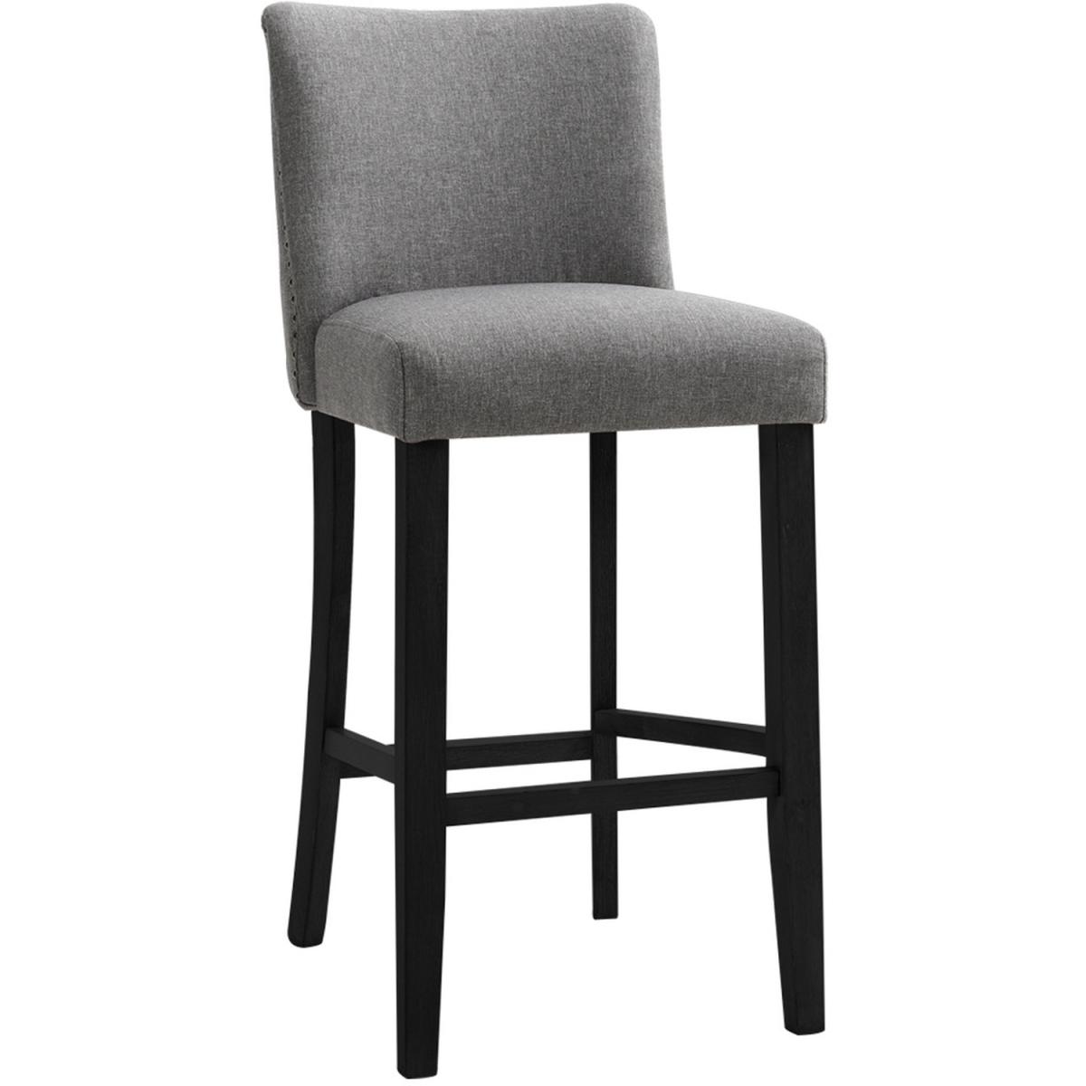 Set of 2 Linen High Leg Dining Chair Kitchen Bar Stool Soft Padded Seat - Dark Grey – image 8