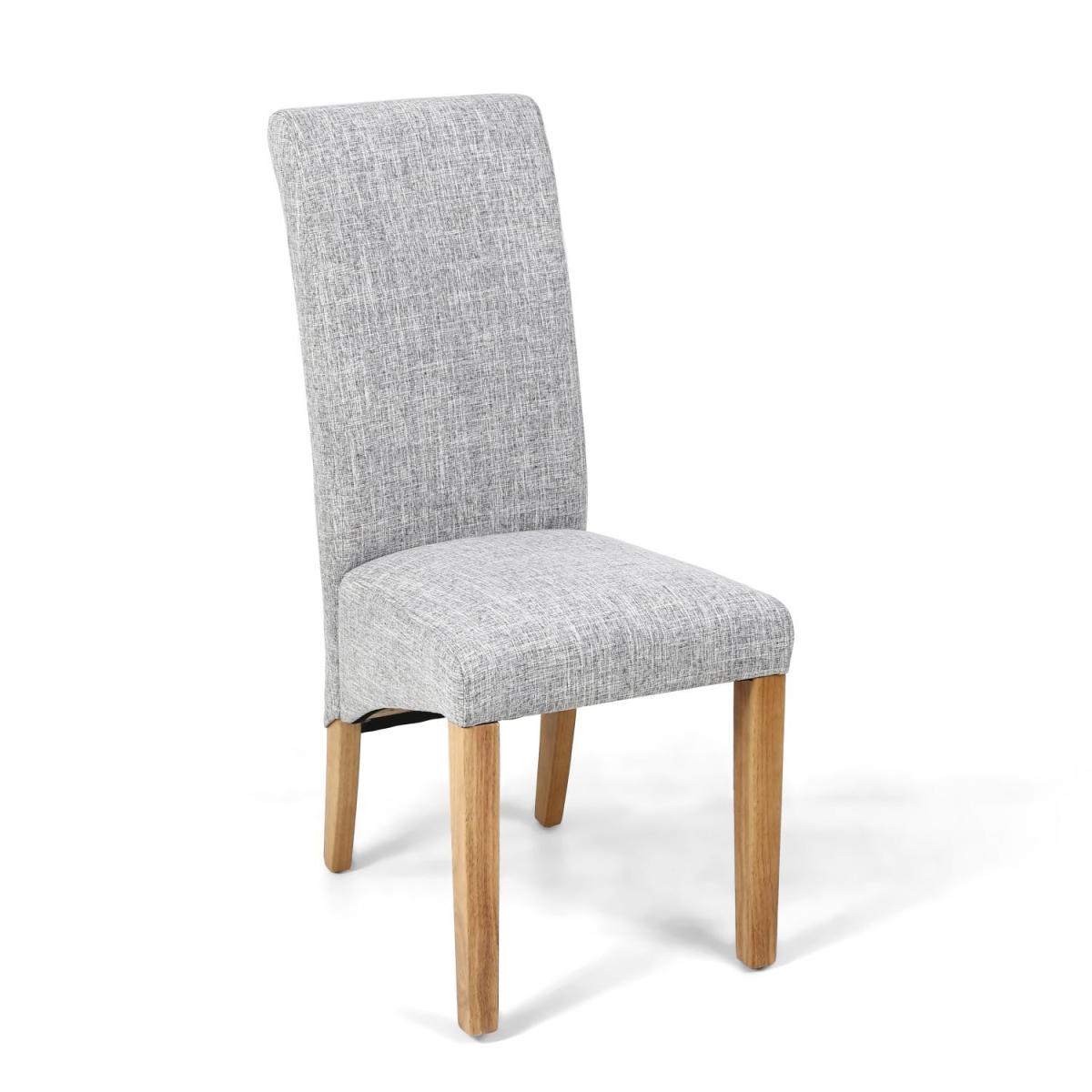 Pair Of Karta Scroll Back Flax Effect Grey Weave Dining Chair – image 2