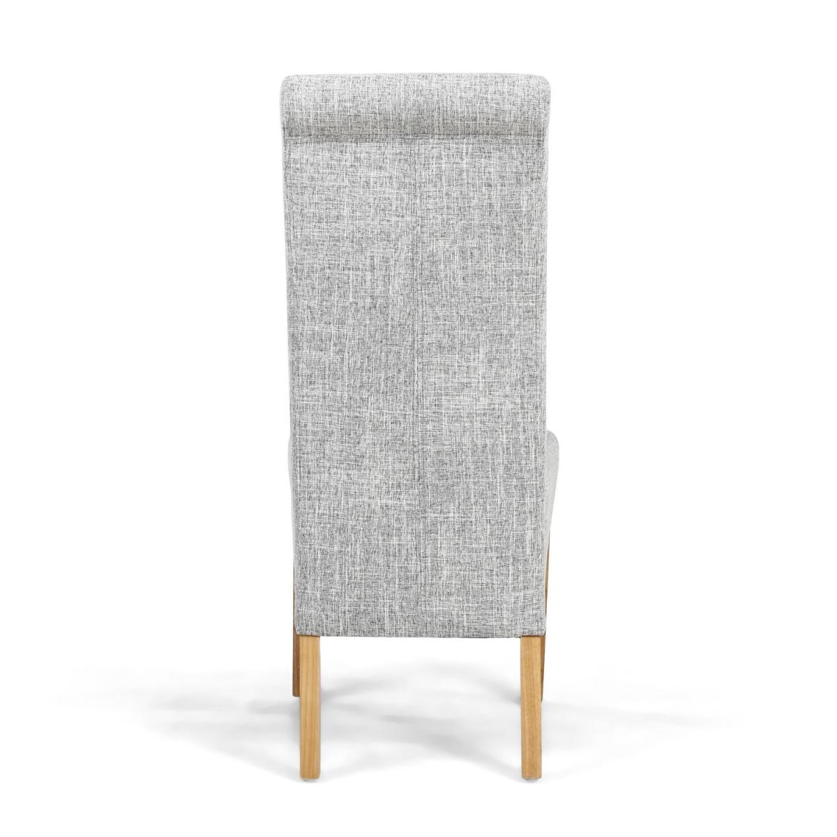 Pair Of Karta Scroll Back Flax Effect Grey Weave Dining Chair – image 6