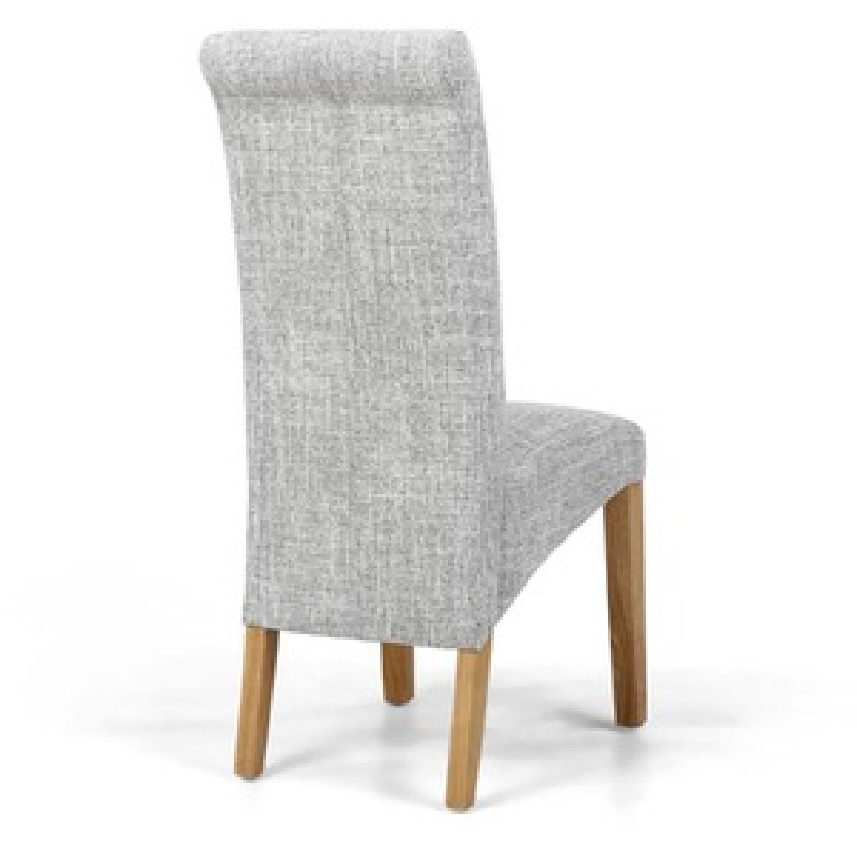Pair Of Karta Scroll Back Flax Effect Grey Weave Dining Chair – image 7