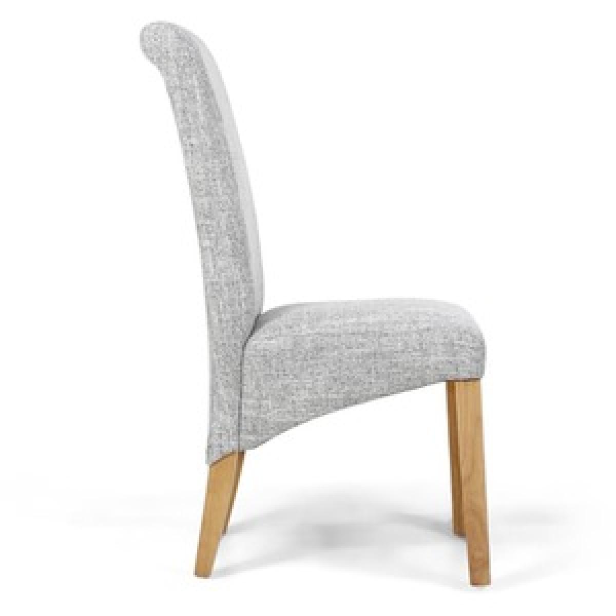 Pair Of Karta Scroll Back Flax Effect Grey Weave Dining Chair – image 8