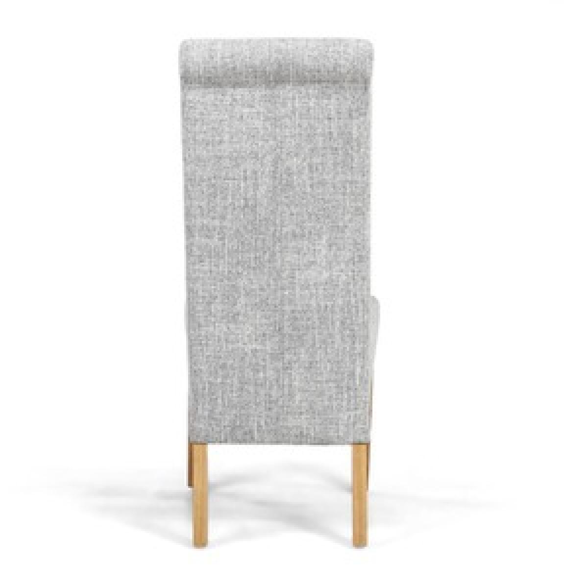 Pair Of Karta Scroll Back Flax Effect Grey Weave Dining Chair – image 10