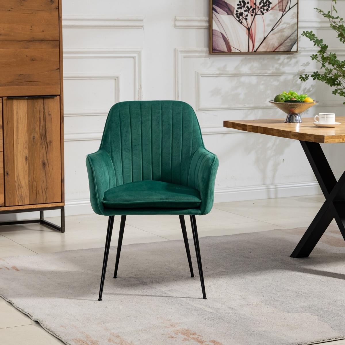 Set of 2 Carrara Velvet Dining Chairs - Green – image 2