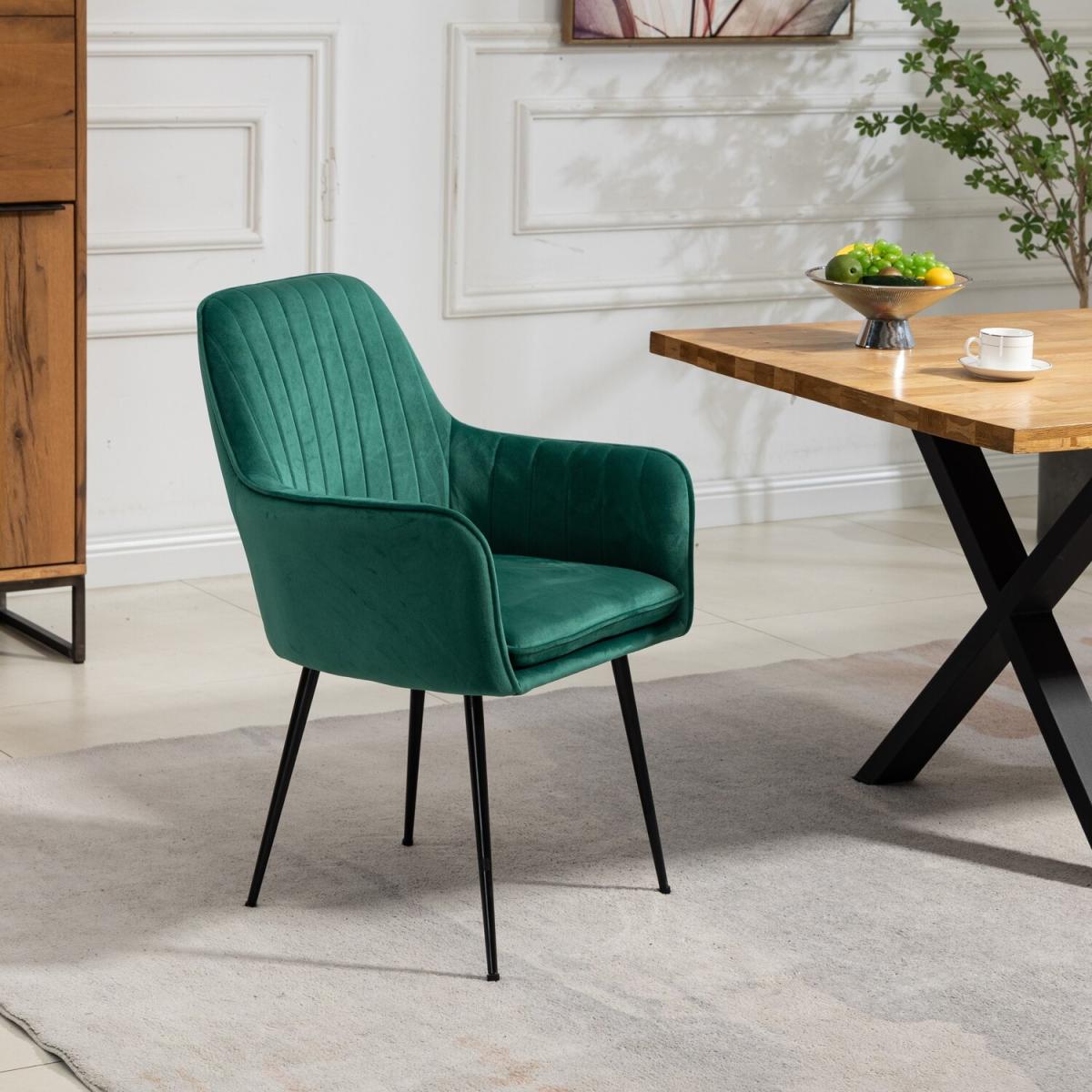 Set of 2 Carrara Velvet Dining Chairs - Green – image 3