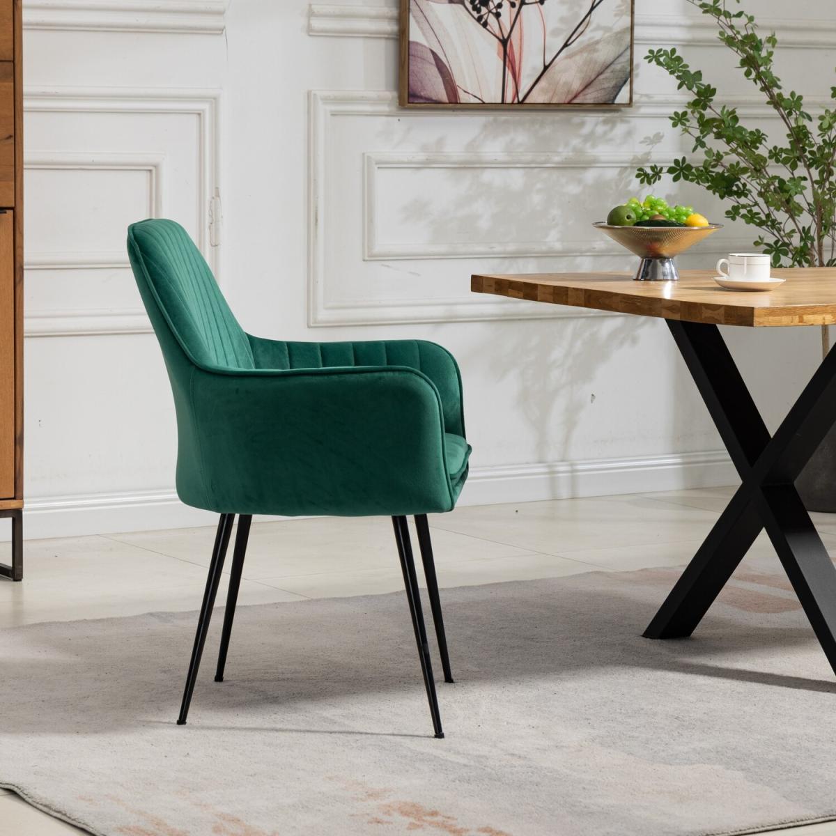 Set of 2 Carrara Velvet Dining Chairs - Green – image 4