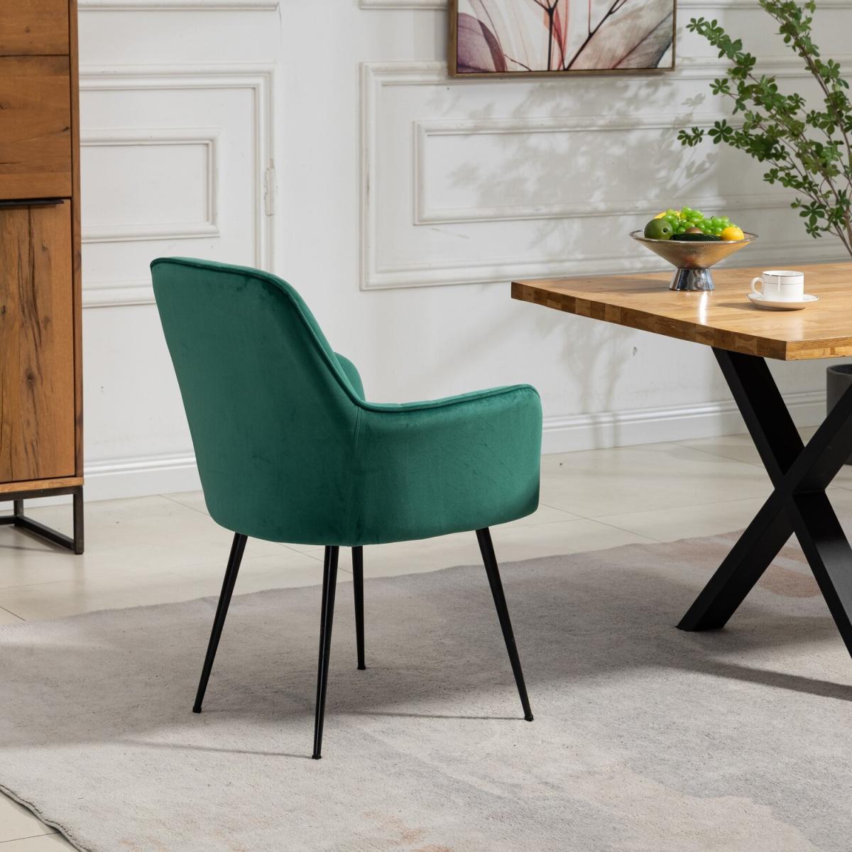 Set of 2 Carrara Velvet Dining Chairs - Green – image 5