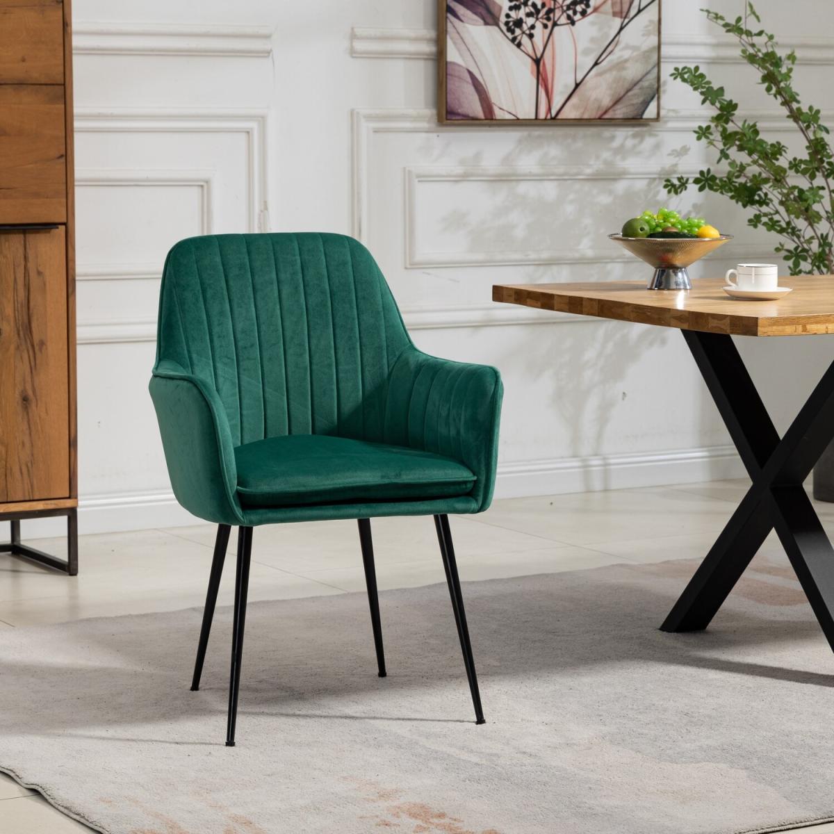 Set of 2 Carrara Velvet Dining Chairs - Green – image 1