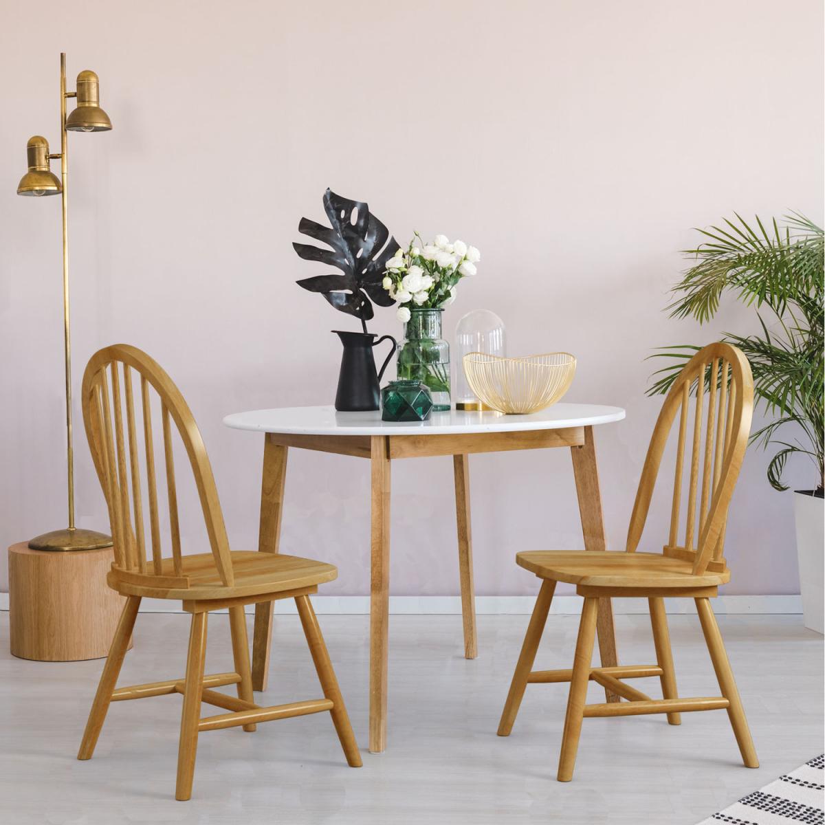 Costway 2 Pcs Wooden Dining Chairs-Natural - Natural – image 4