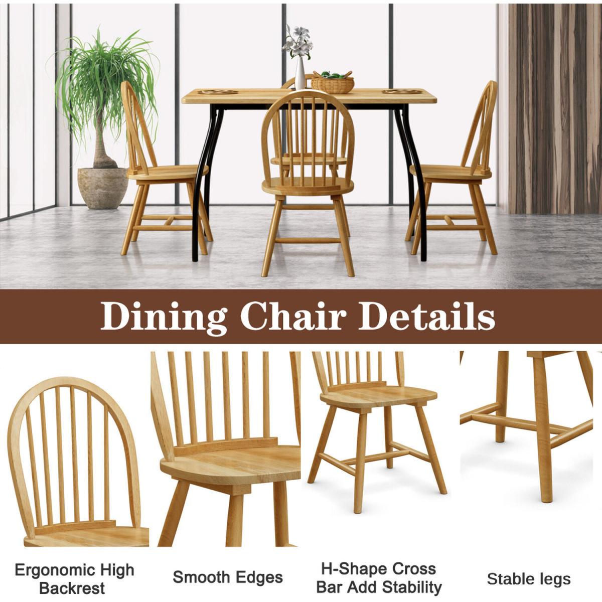 Costway 2 Pcs Wooden Dining Chairs-Natural - Natural – image 5