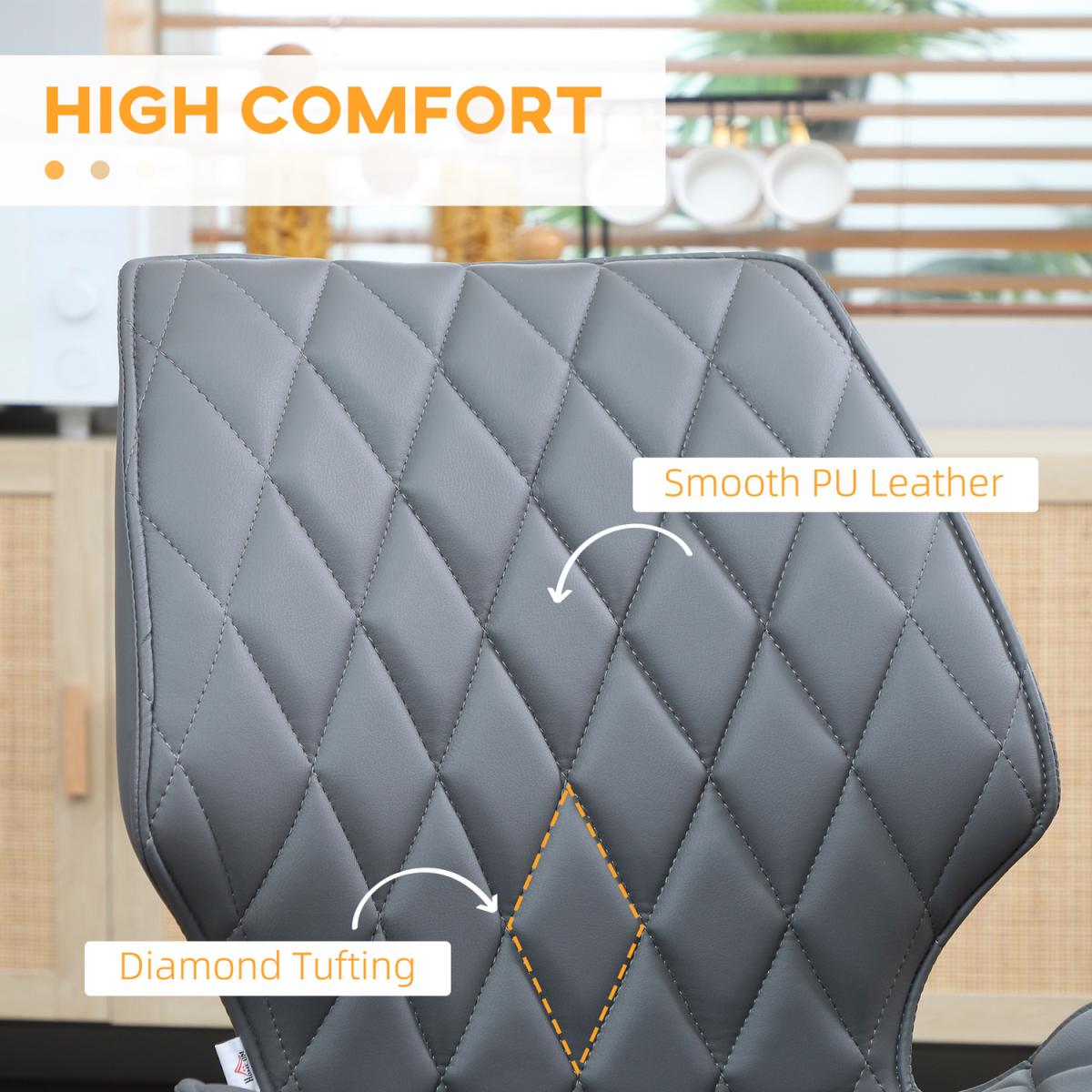 Mid-Century Dining Chairs Set of 2, Upholstered Accent Chairs - Grey – image 4