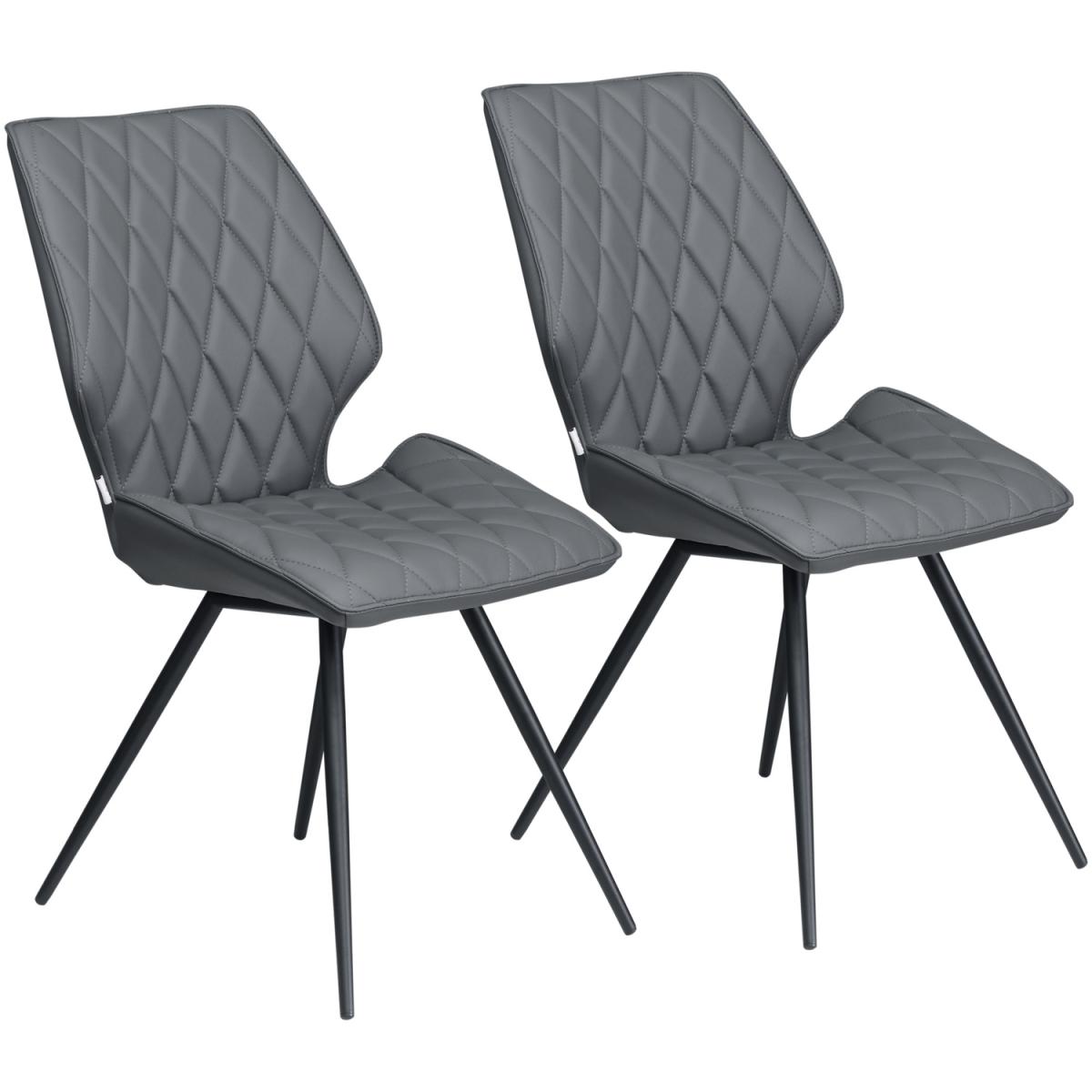 Mid-Century Dining Chairs Set of 2, Upholstered Accent Chairs - Grey – image 6