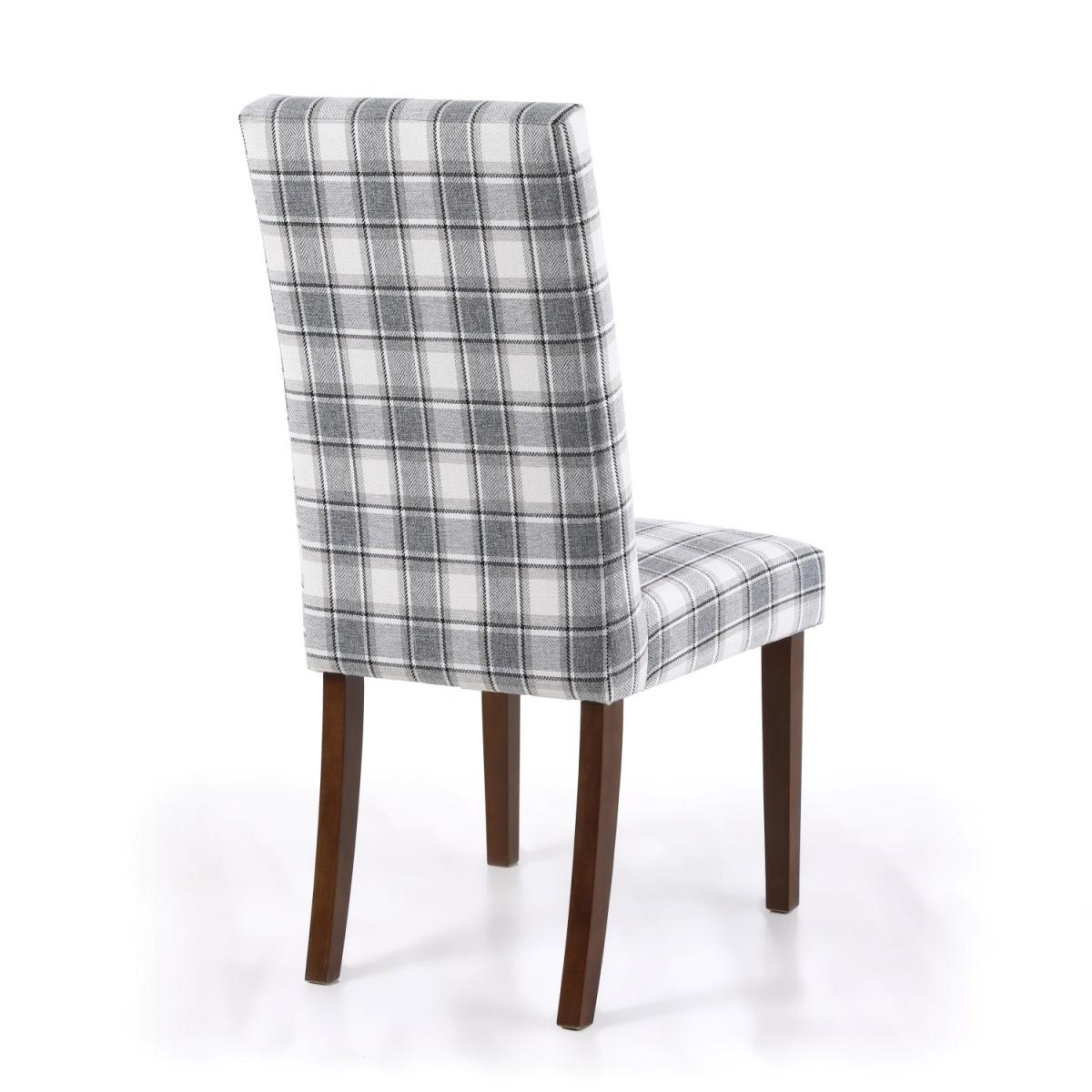 Pair of Ridley Herringbone Check Cappuccino Dining Chairs - Cappuccino / Walnut legs – image 3